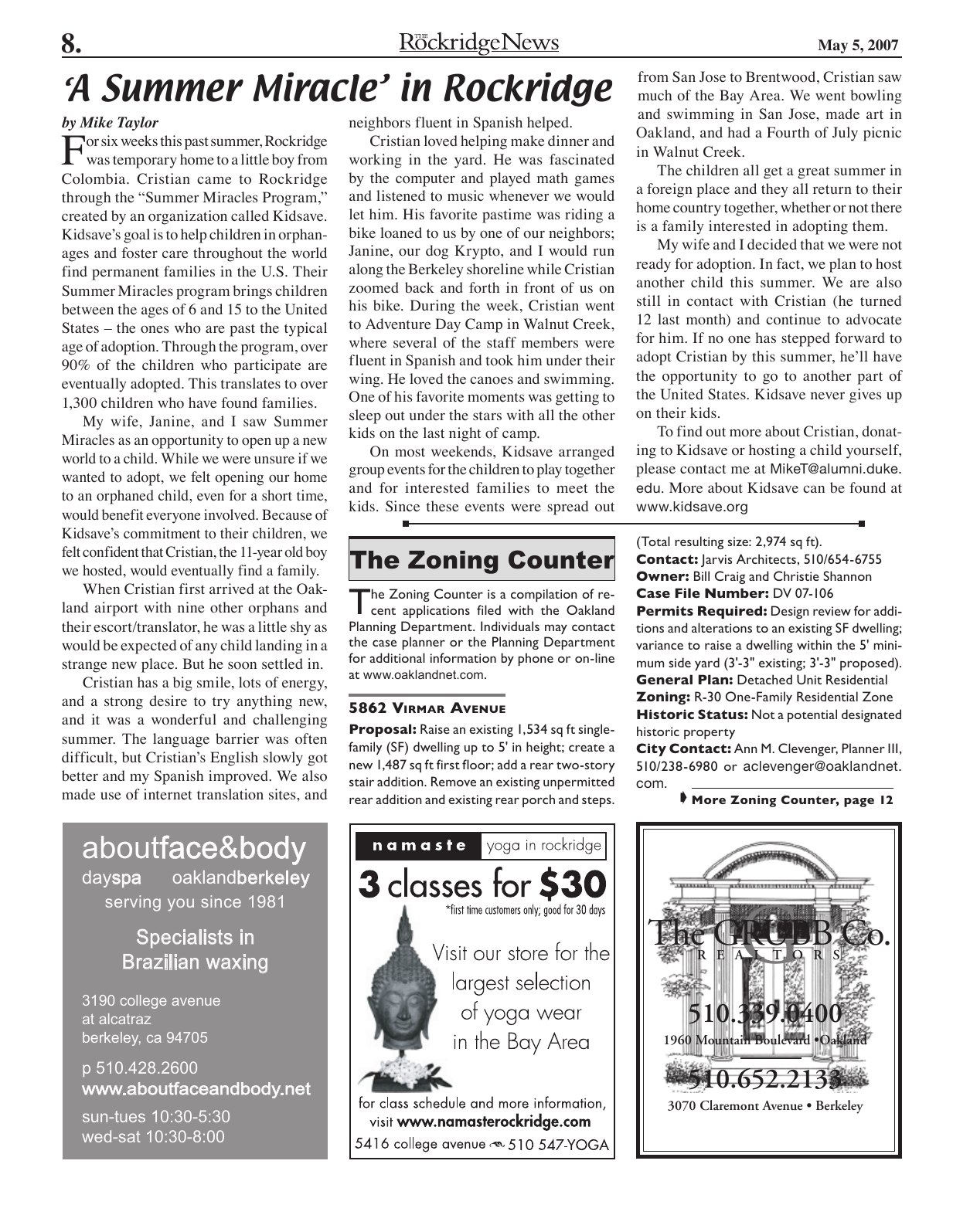 The Rockridge News, May 2007, page 8