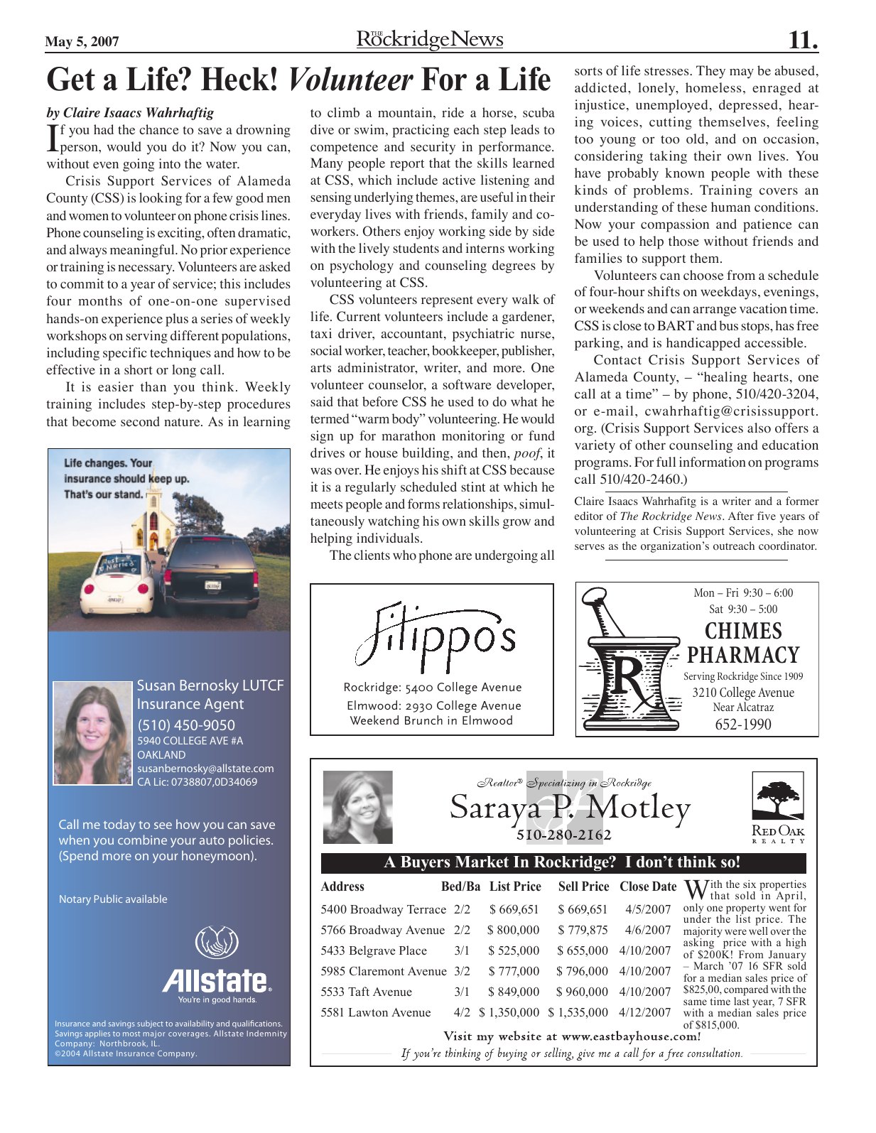 Click to zoom in The Rockridge News, May 2007, page 11
