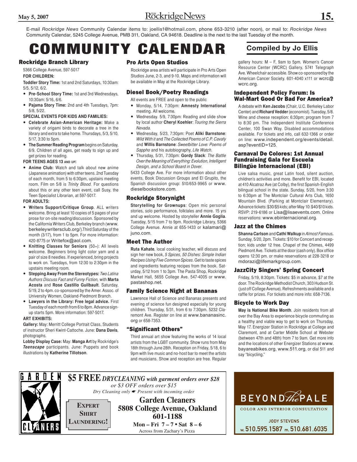 Click to zoom in The Rockridge News, May 2007, page 15