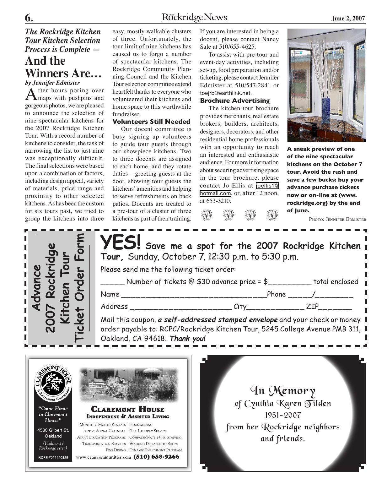 Click to zoom in The Rockridge News, June 2007, page 6