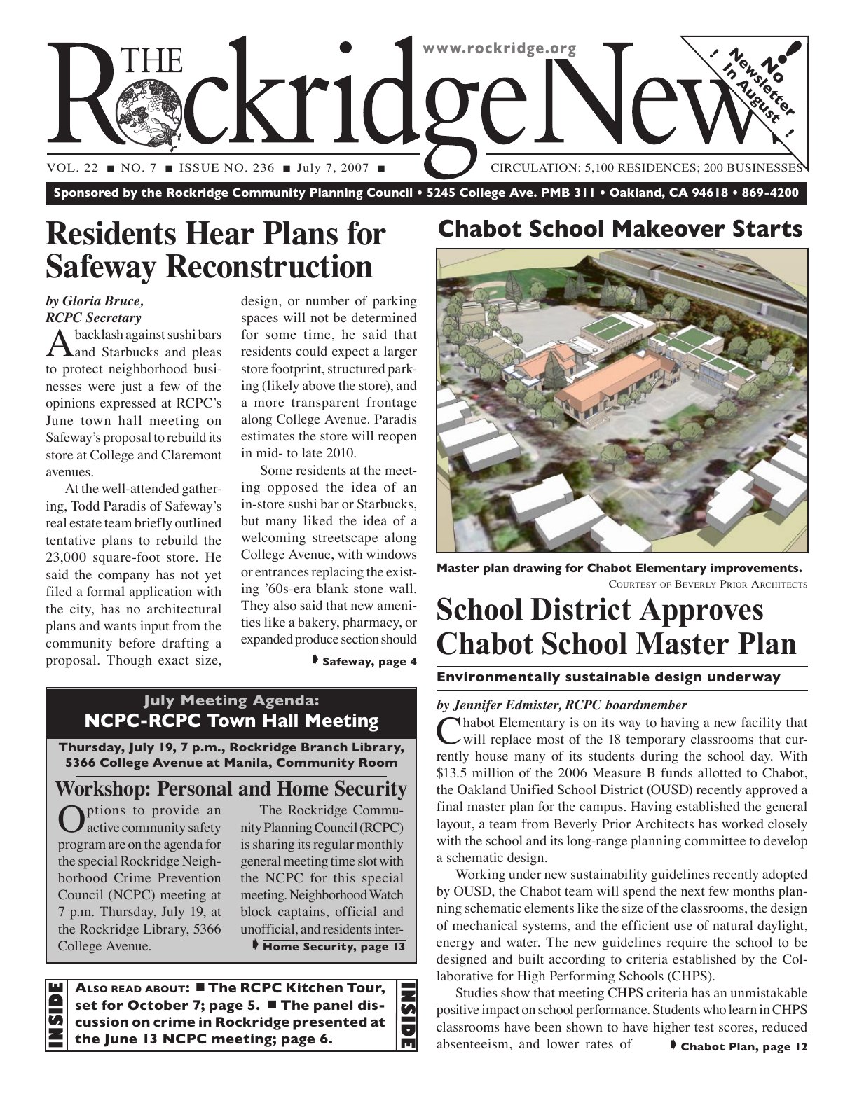 The Rockridge News, July 2007, page 1