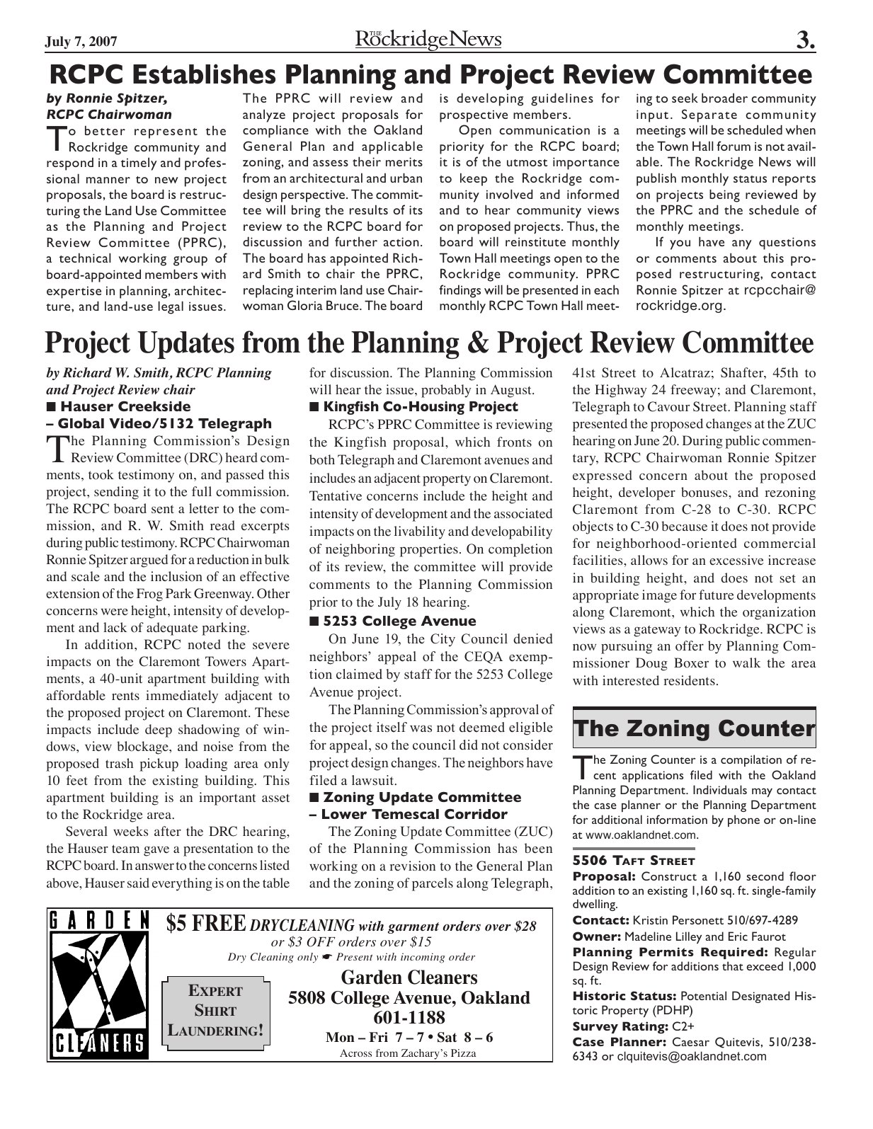 The Rockridge News, July 2007, page 3