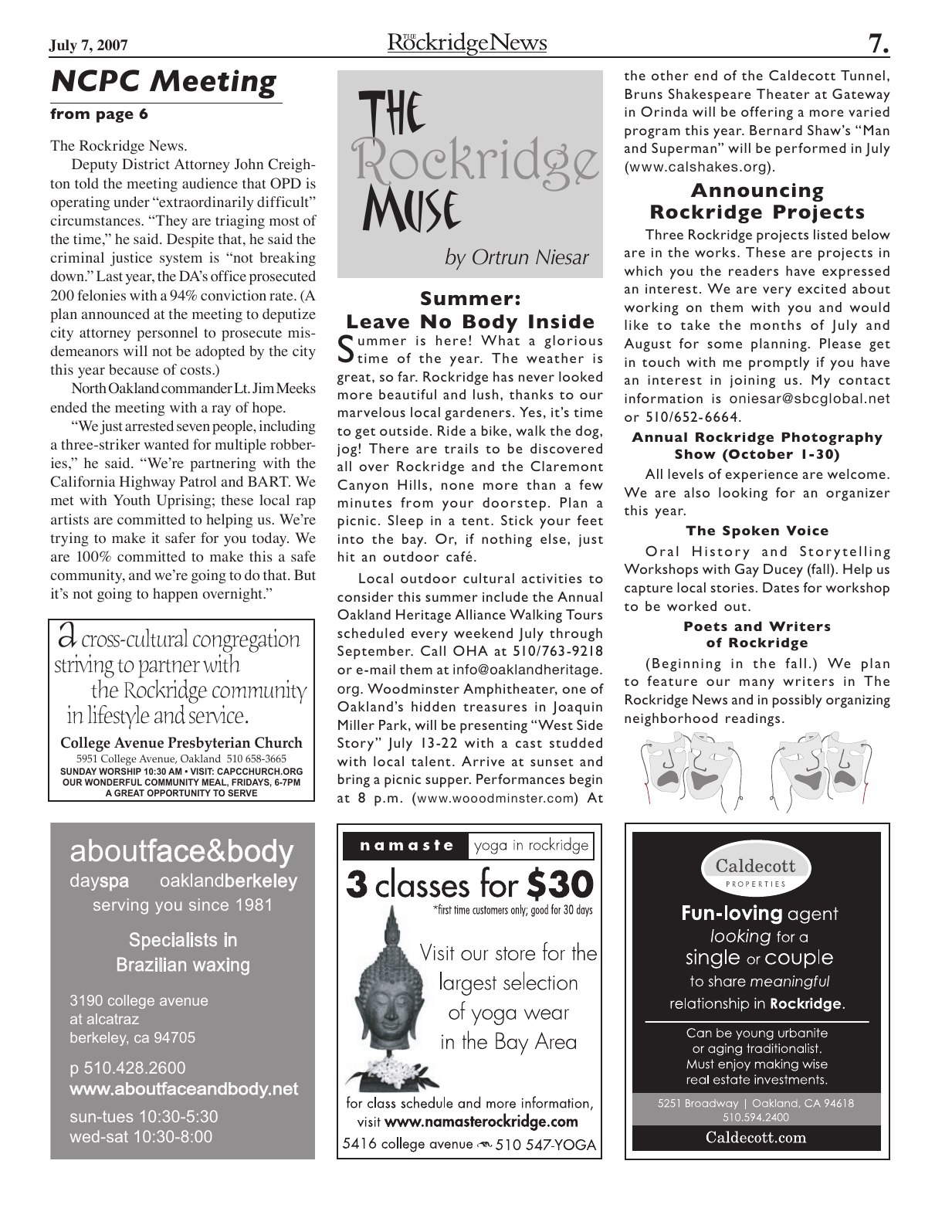 Click to zoom in The Rockridge News, July 2007, page 7