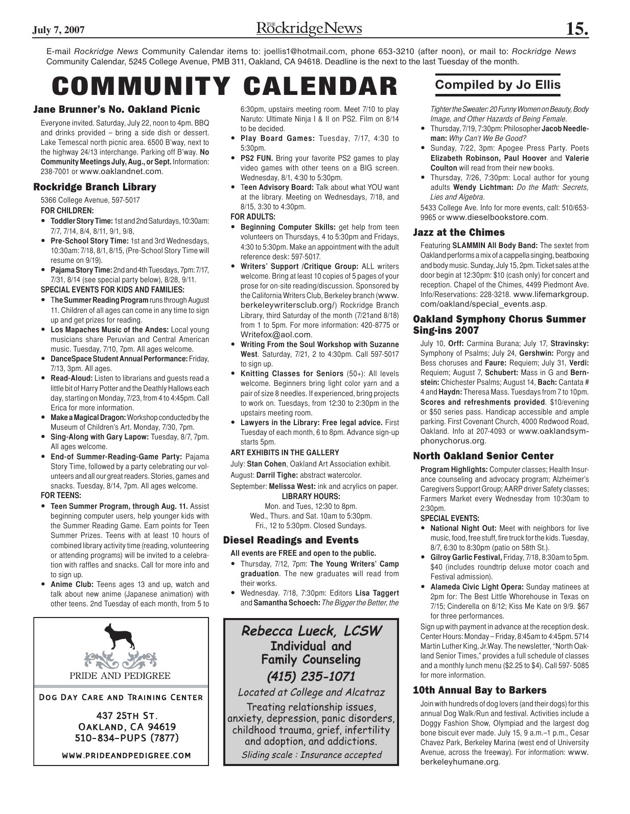 The Rockridge News, July 2007, page 15
