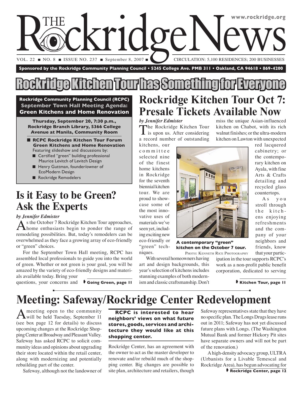 The Rockridge News, September 2007, page 1
