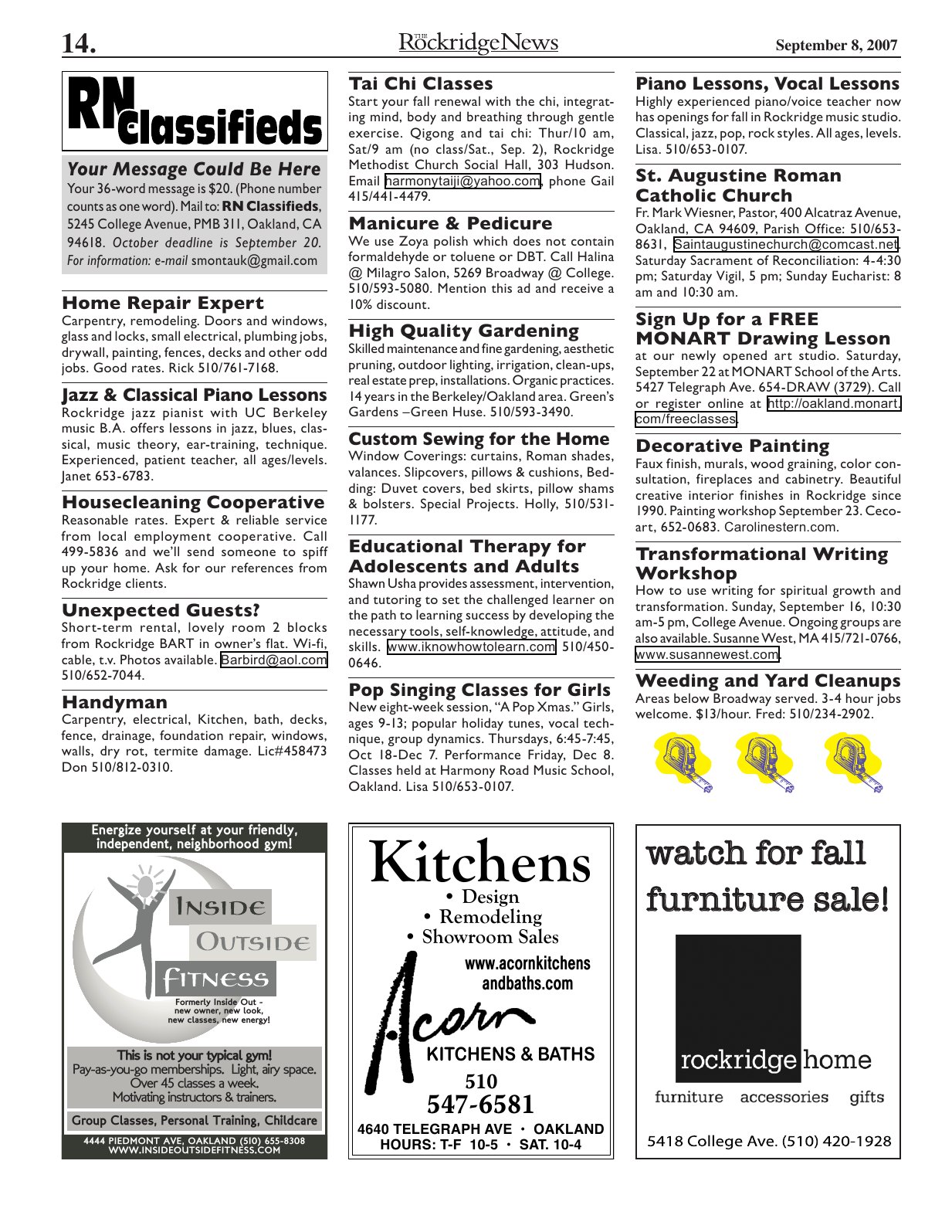 Click to zoom in The Rockridge News, September 2007, page 14