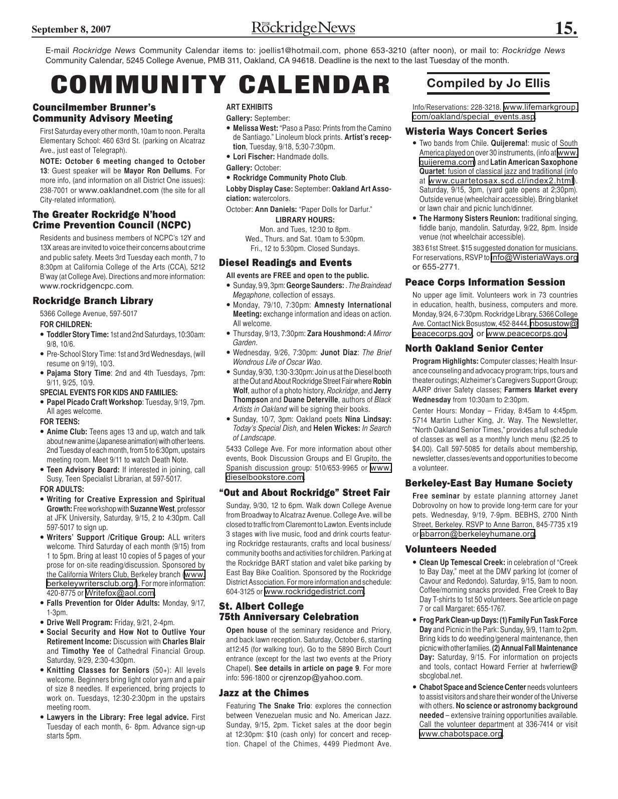 The Rockridge News, September 2007, page 15