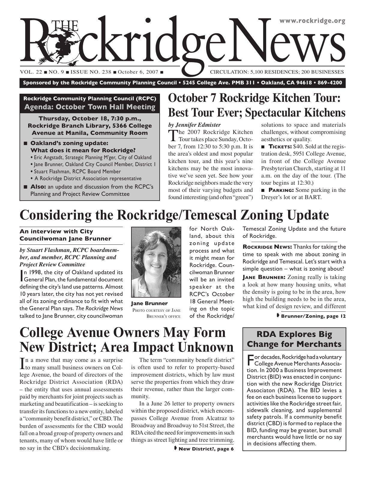 Click to zoom in The Rockridge News, October 2007, page 1