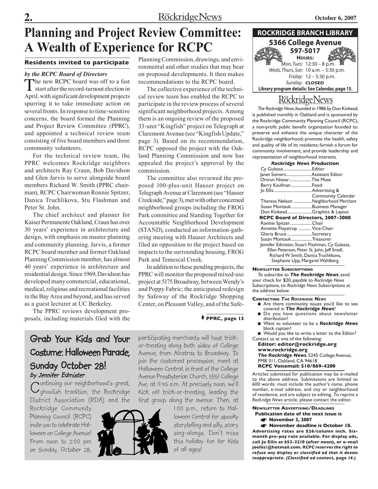 The Rockridge News, October 2007, page 2