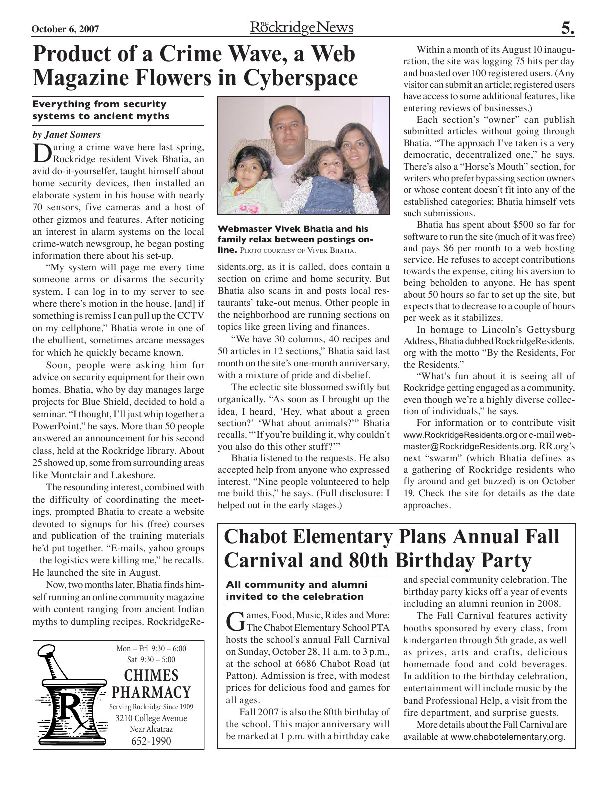 Click to zoom in The Rockridge News, October 2007, page 5
