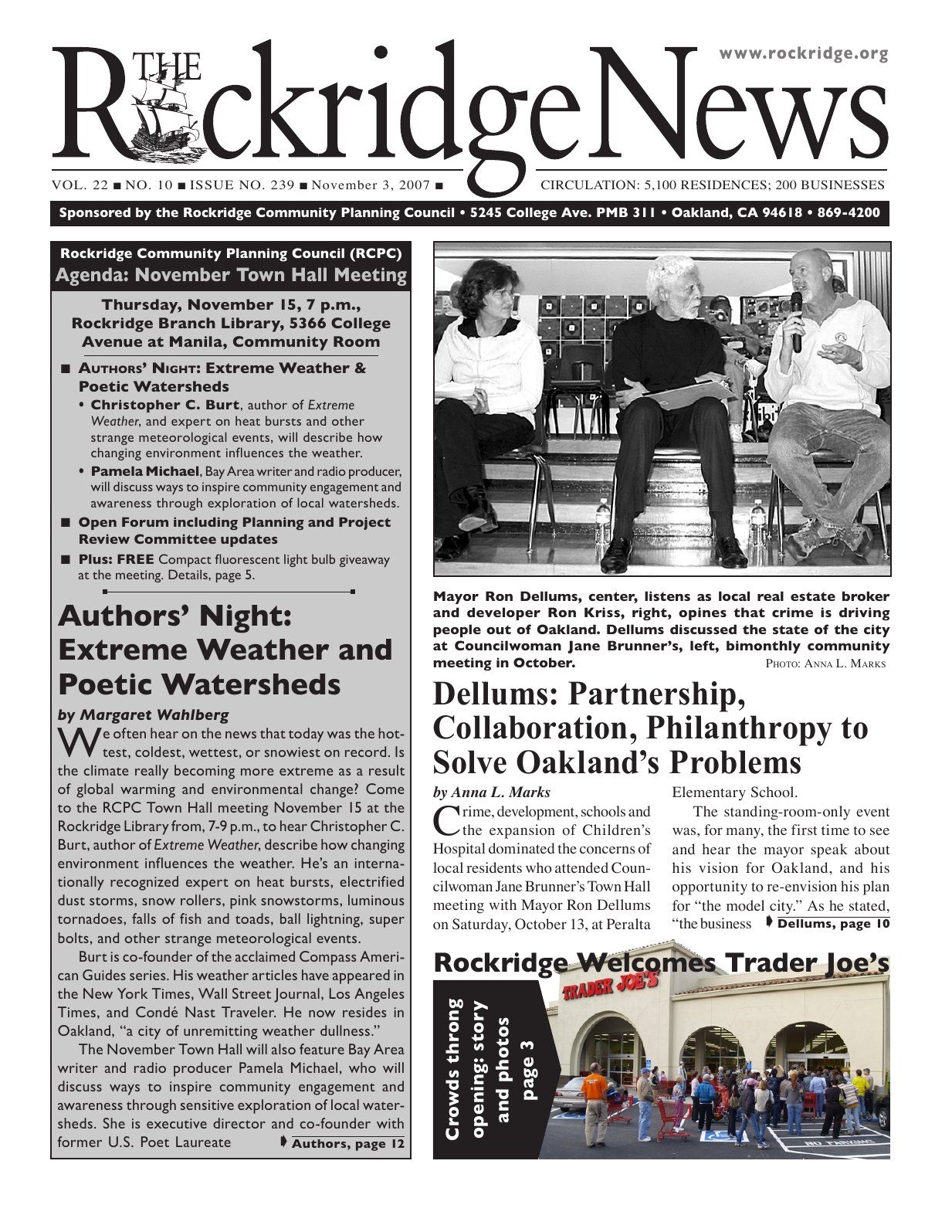Click to zoom in The Rockridge News, November 2007, page 1