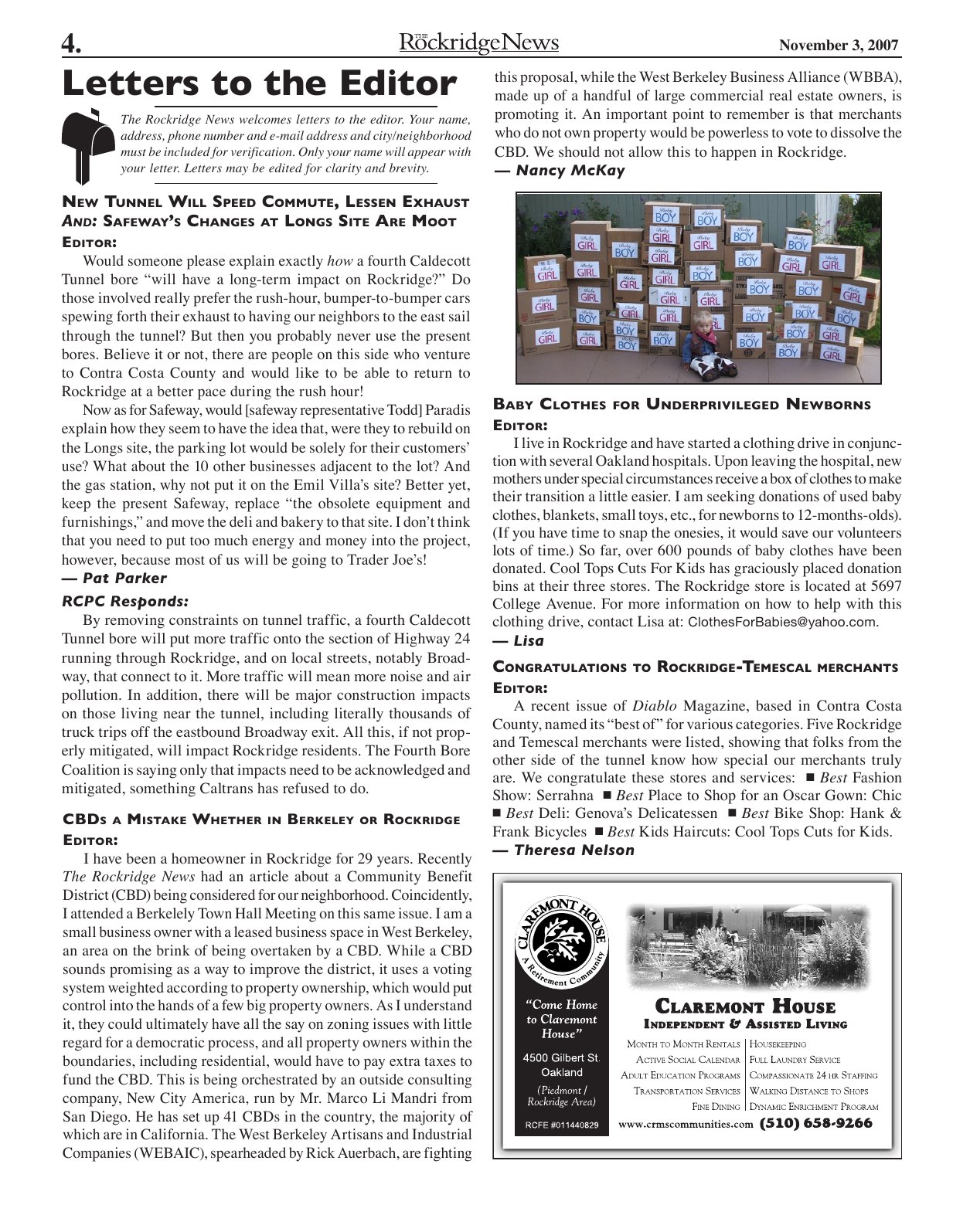 Click to zoom in The Rockridge News, November 2007, page 4