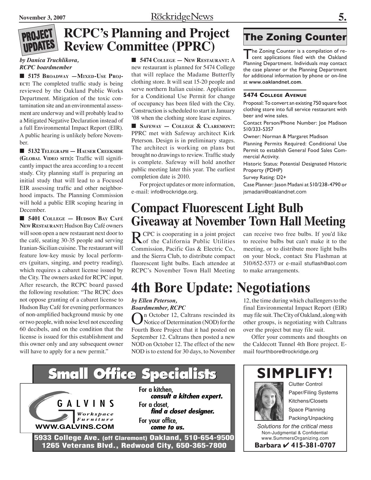 The Rockridge News, November 2007, page 5