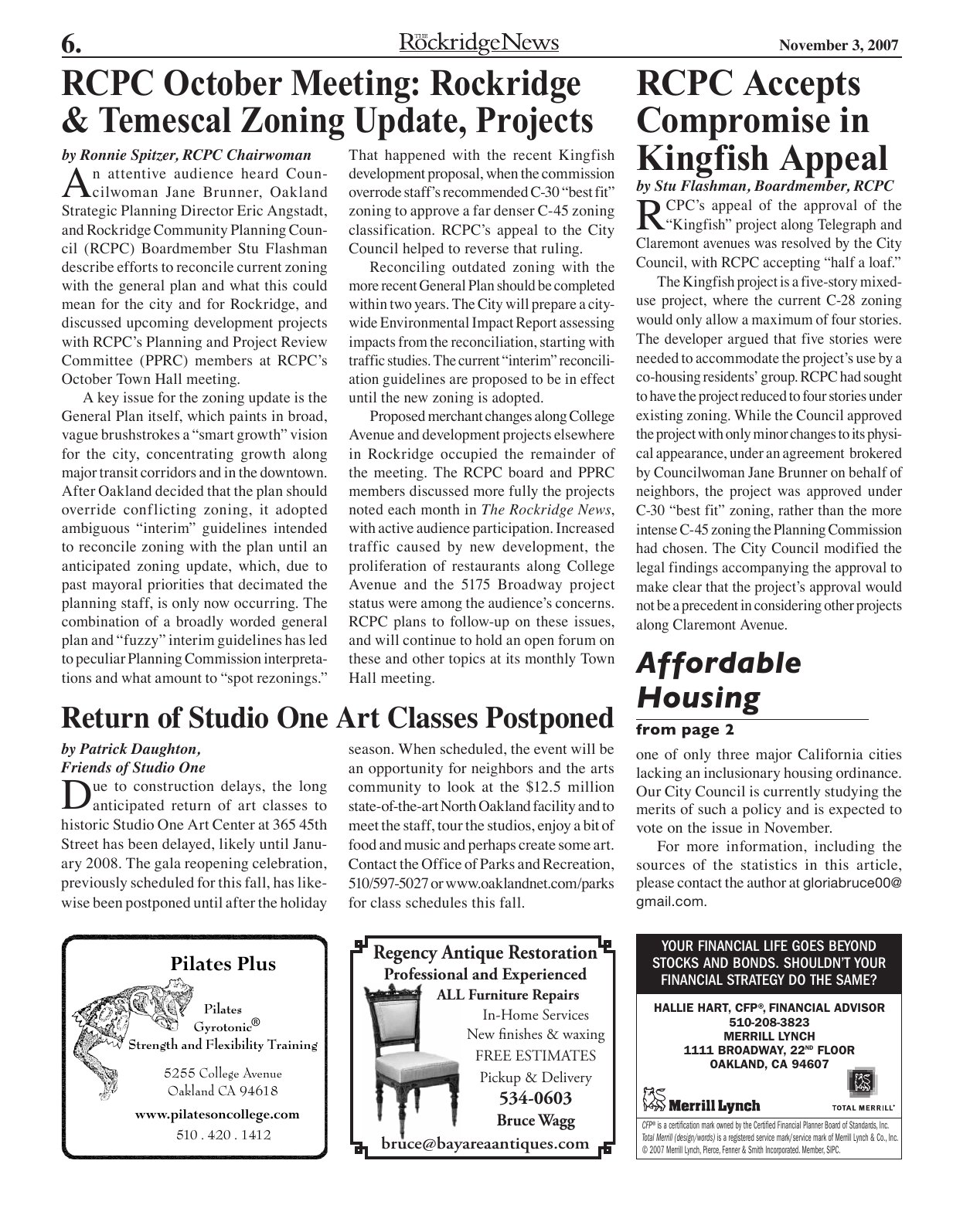 Click to zoom in The Rockridge News, November 2007, page 6