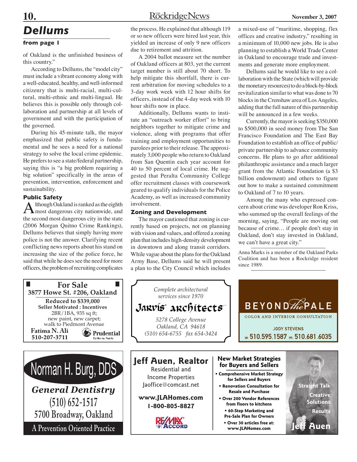 Click to zoom in The Rockridge News, November 2007, page 10
