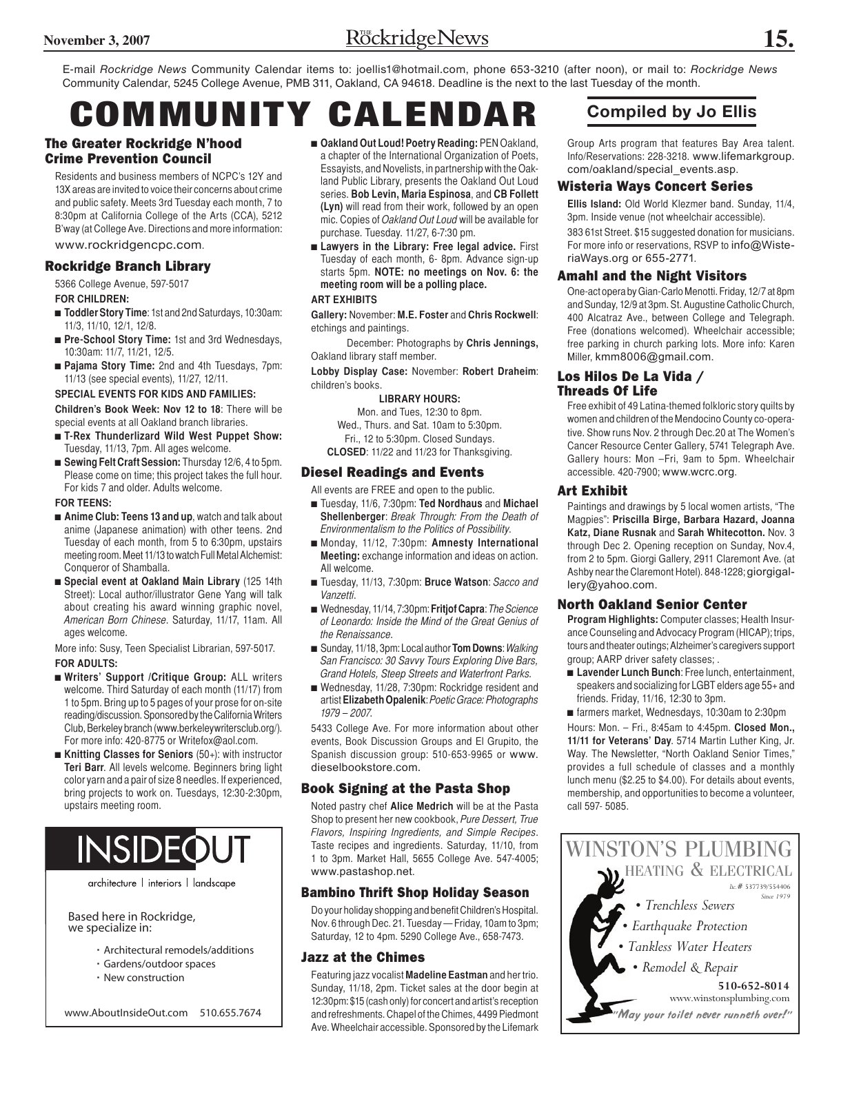 Click to zoom in The Rockridge News, November 2007, page 15