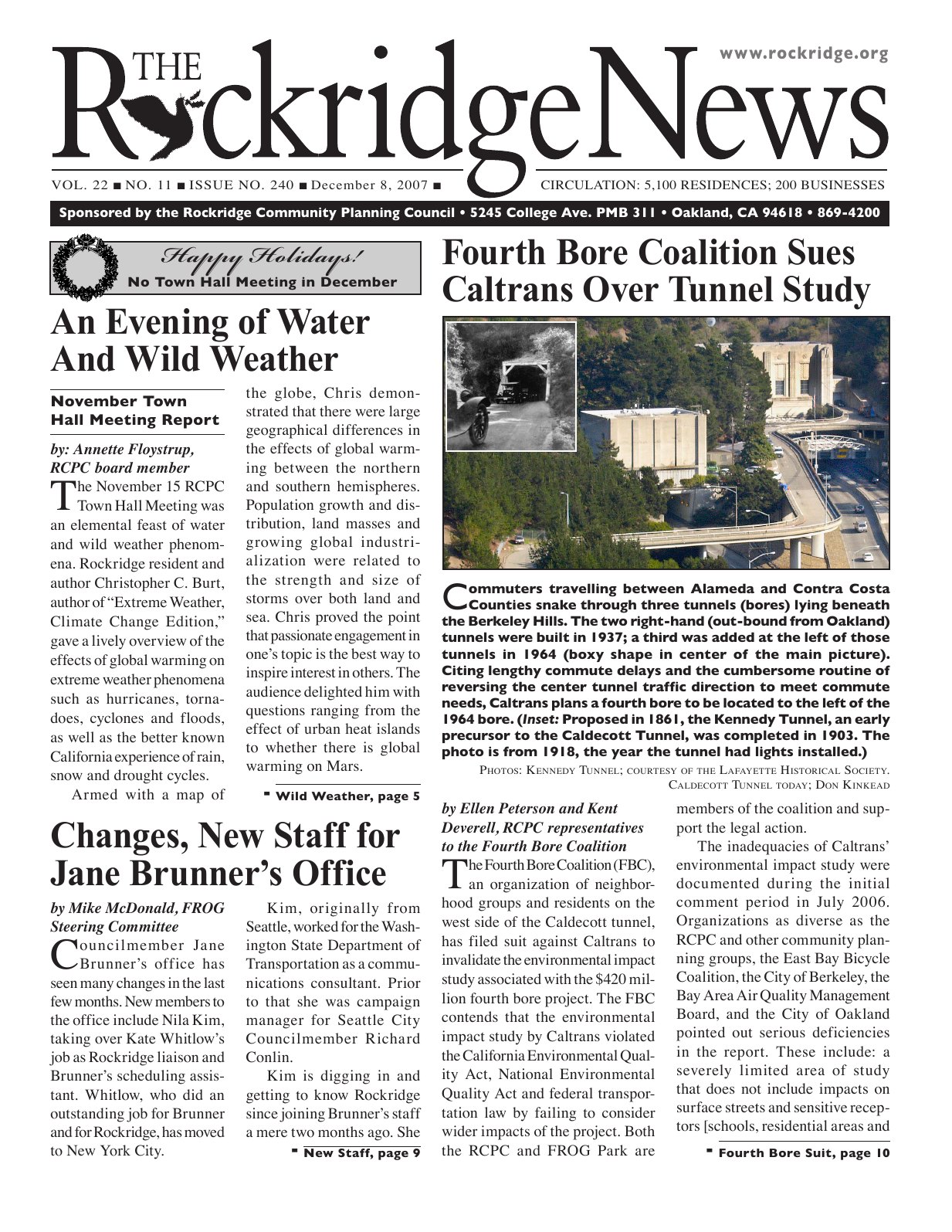 Click to zoom in The Rockridge News, December 2007, page 1