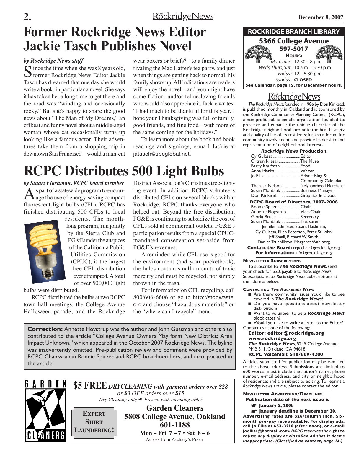 The Rockridge News, December 2007, page 2