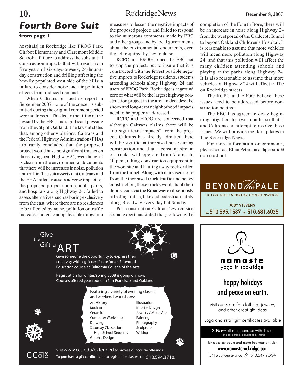Click to zoom in The Rockridge News, December 2007, page 10