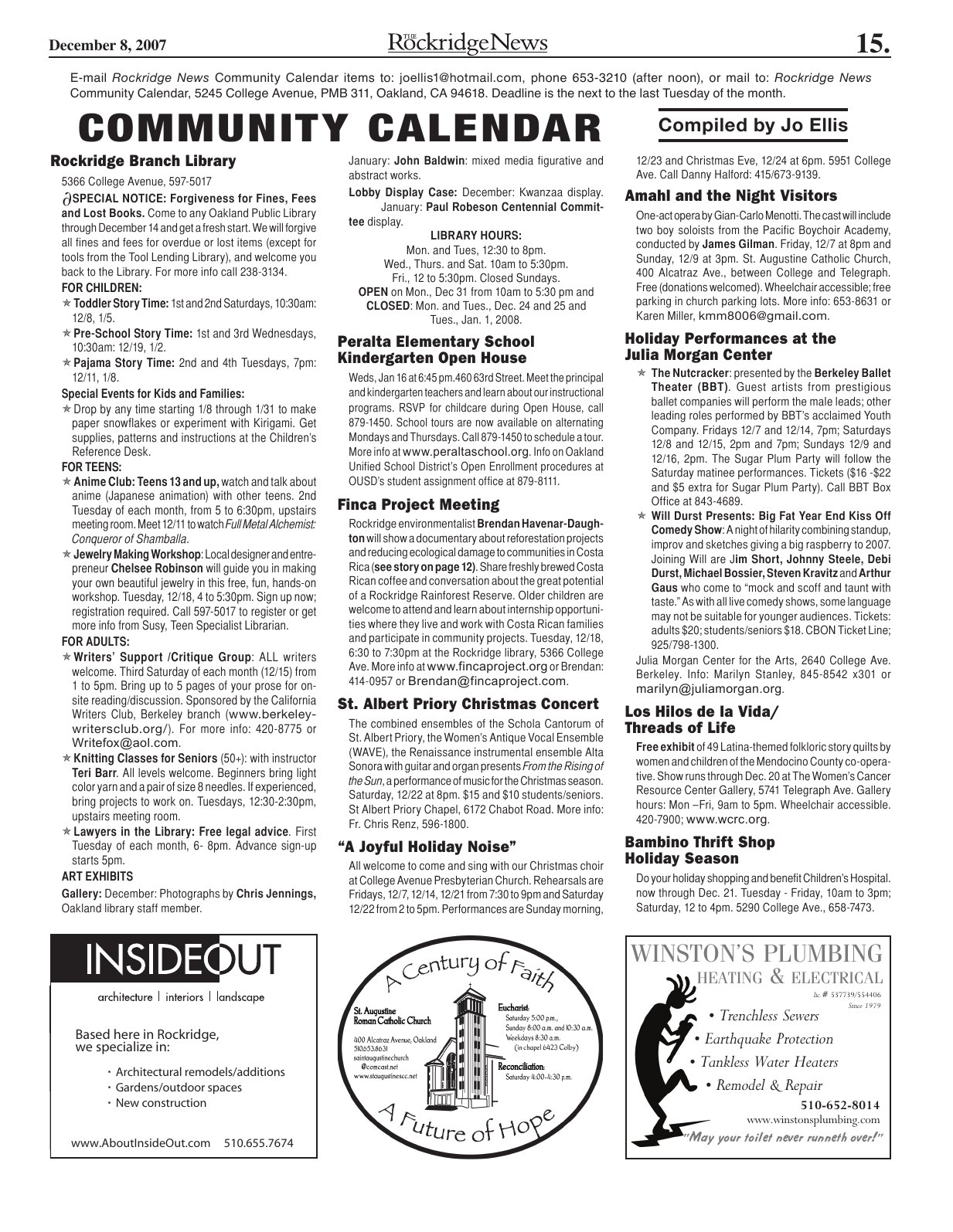 Click to zoom in The Rockridge News, December 2007, page 15
