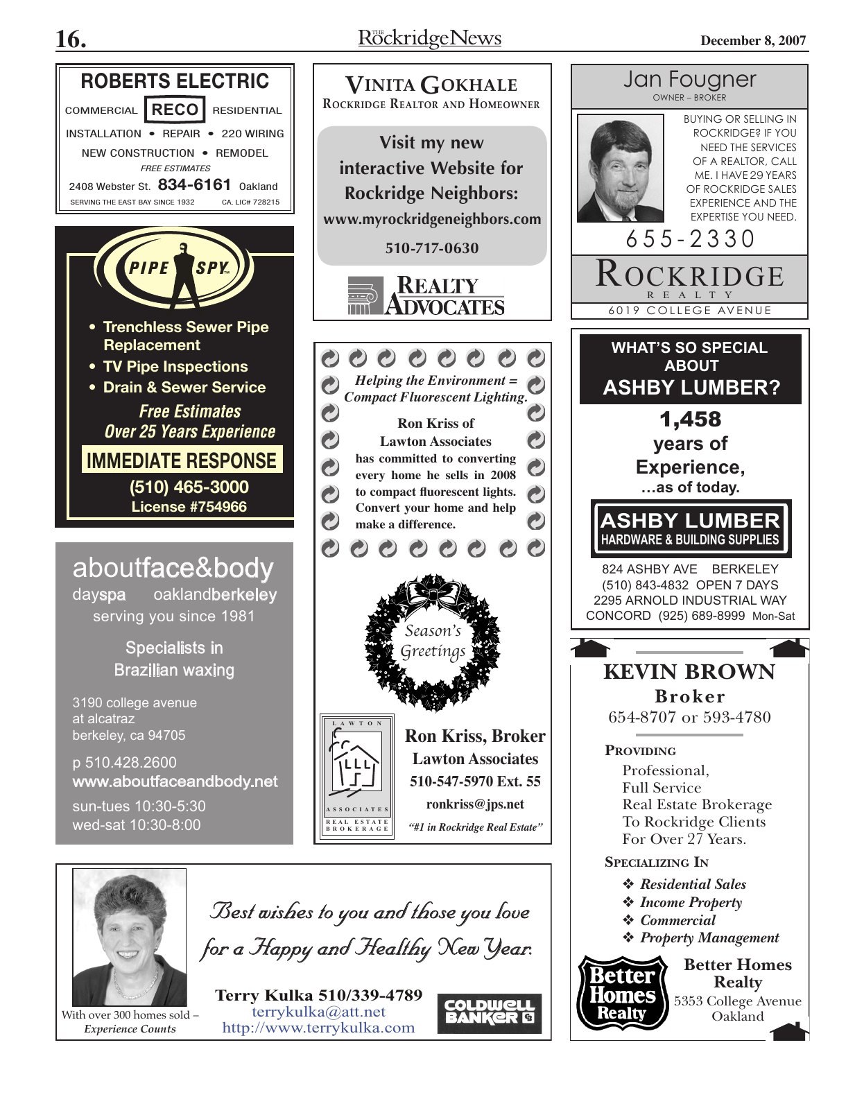 Click to zoom in The Rockridge News, December 2007, page 16