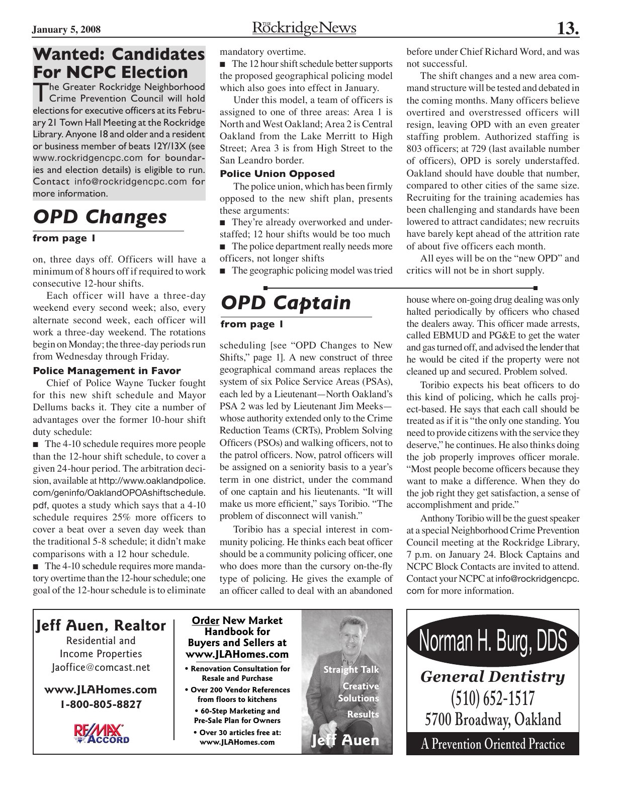 Click to zoom in The Rockridge News, January 2008, page 13