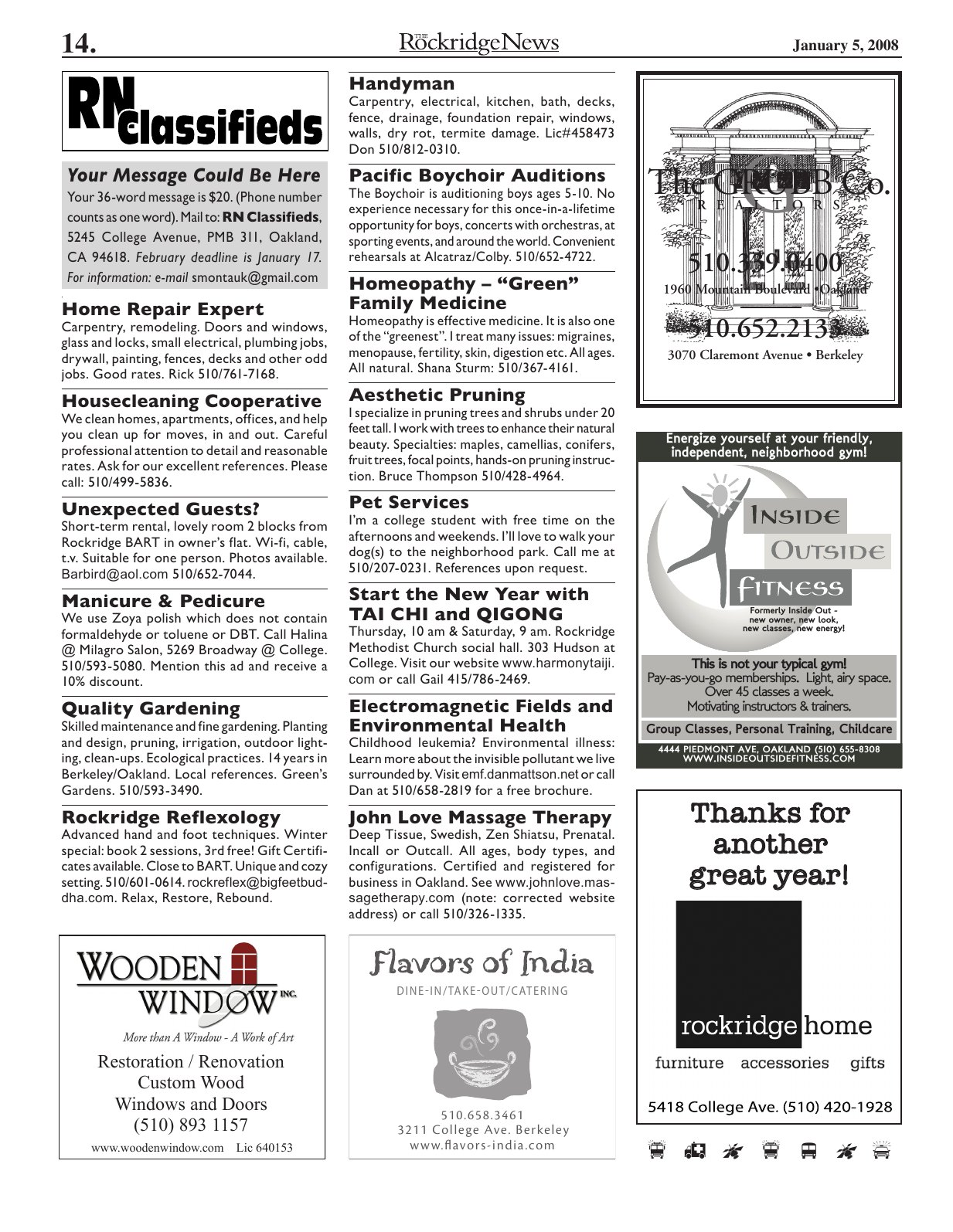 Click to zoom in The Rockridge News, January 2008, page 14