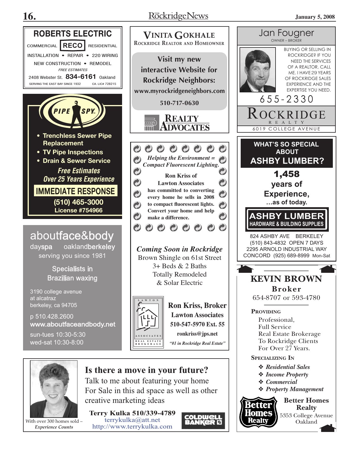 Click to zoom in The Rockridge News, January 2008, page 16