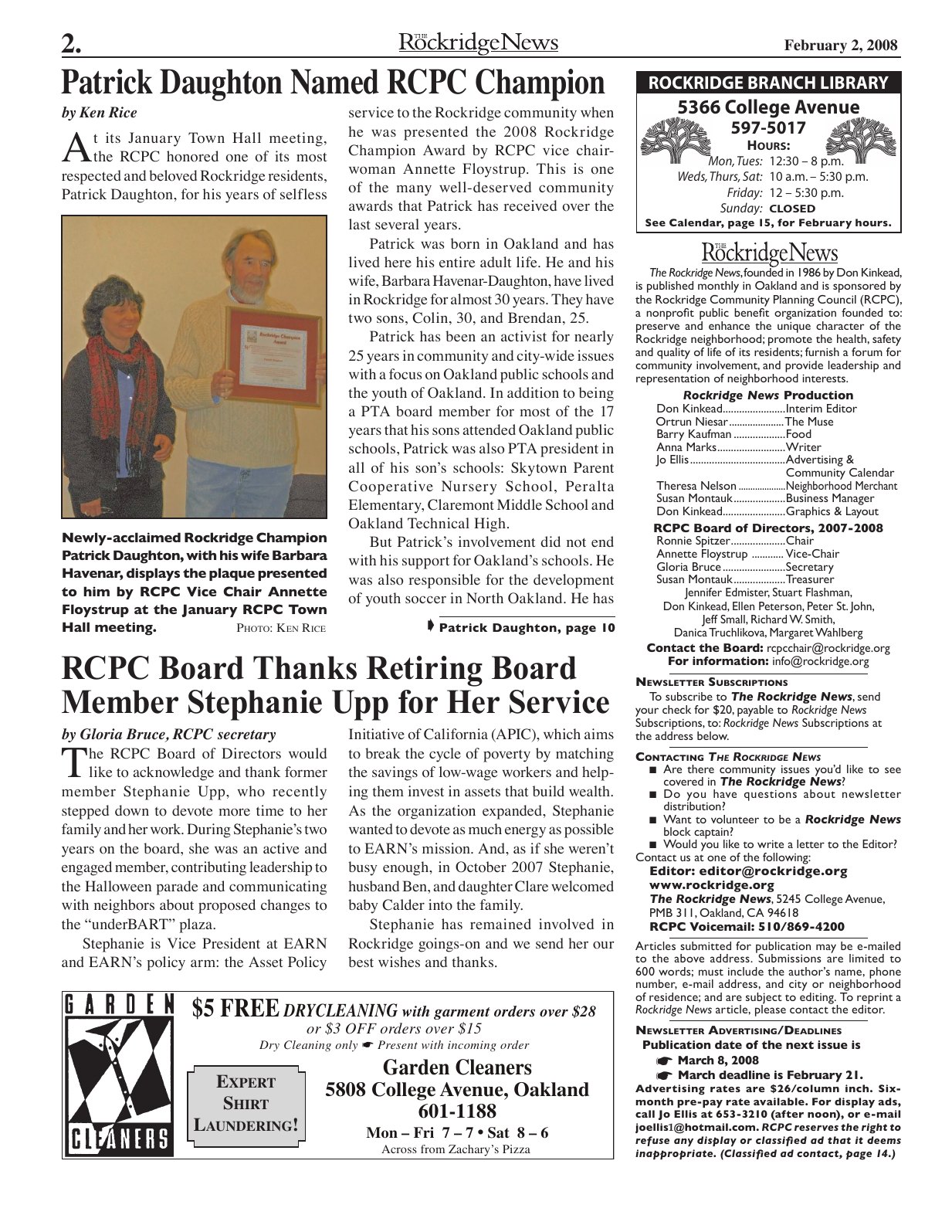 The Rockridge News, February 2008, page 2