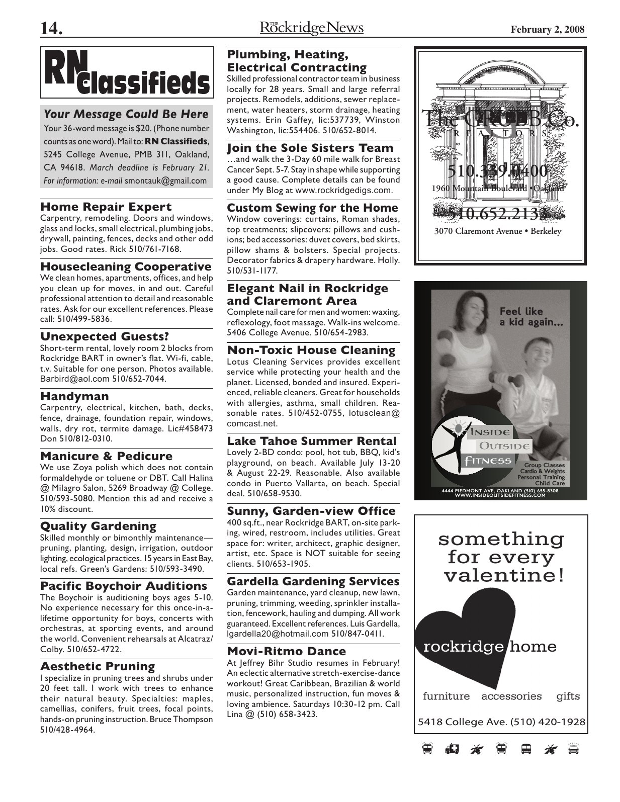 Click to zoom in The Rockridge News, February 2008, page 14