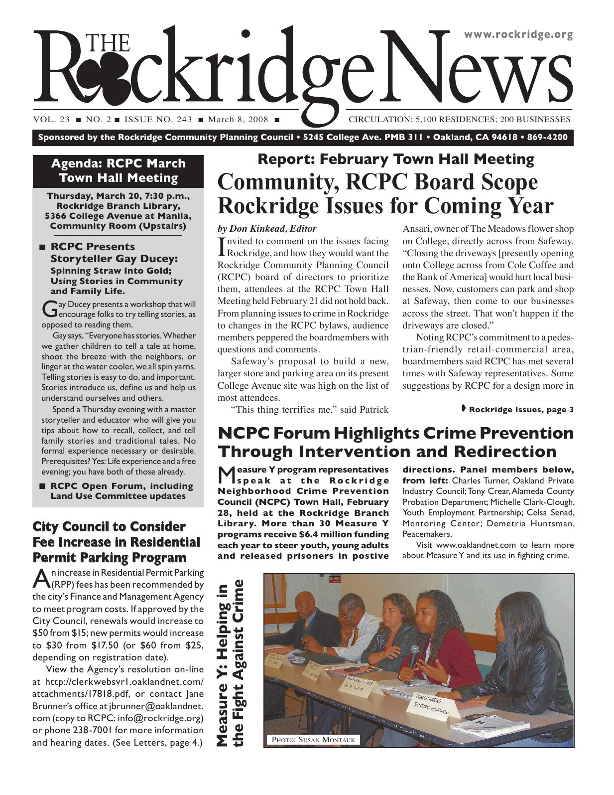 Click to zoom in The Rockridge News, March 2008, page 1