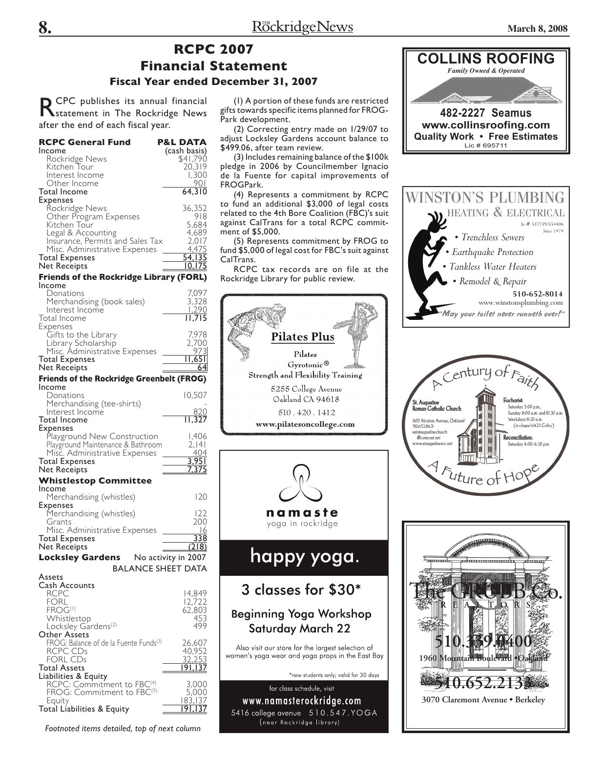Click to zoom in The Rockridge News, March 2008, page 8