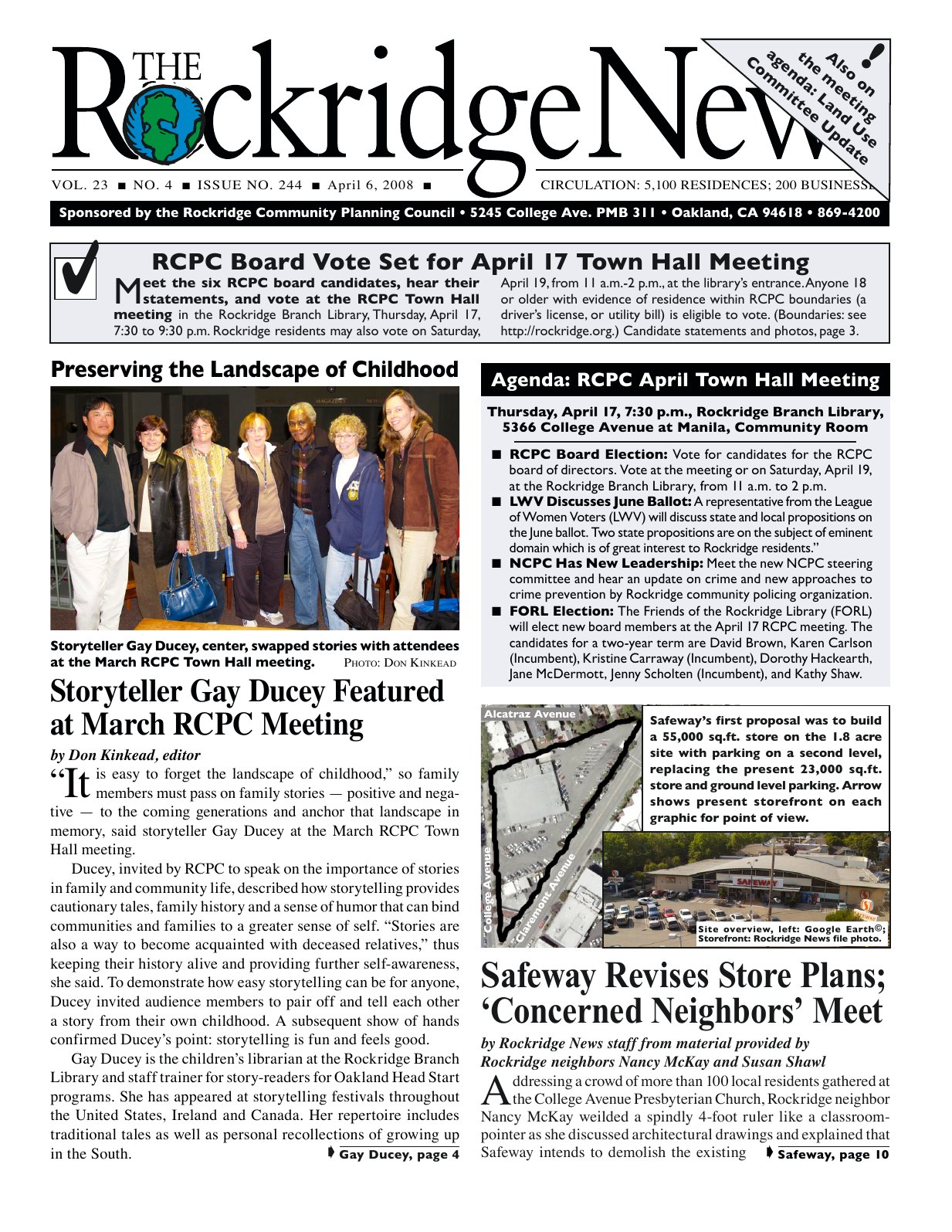 Click to zoom in The Rockridge News, April 2008, page 1