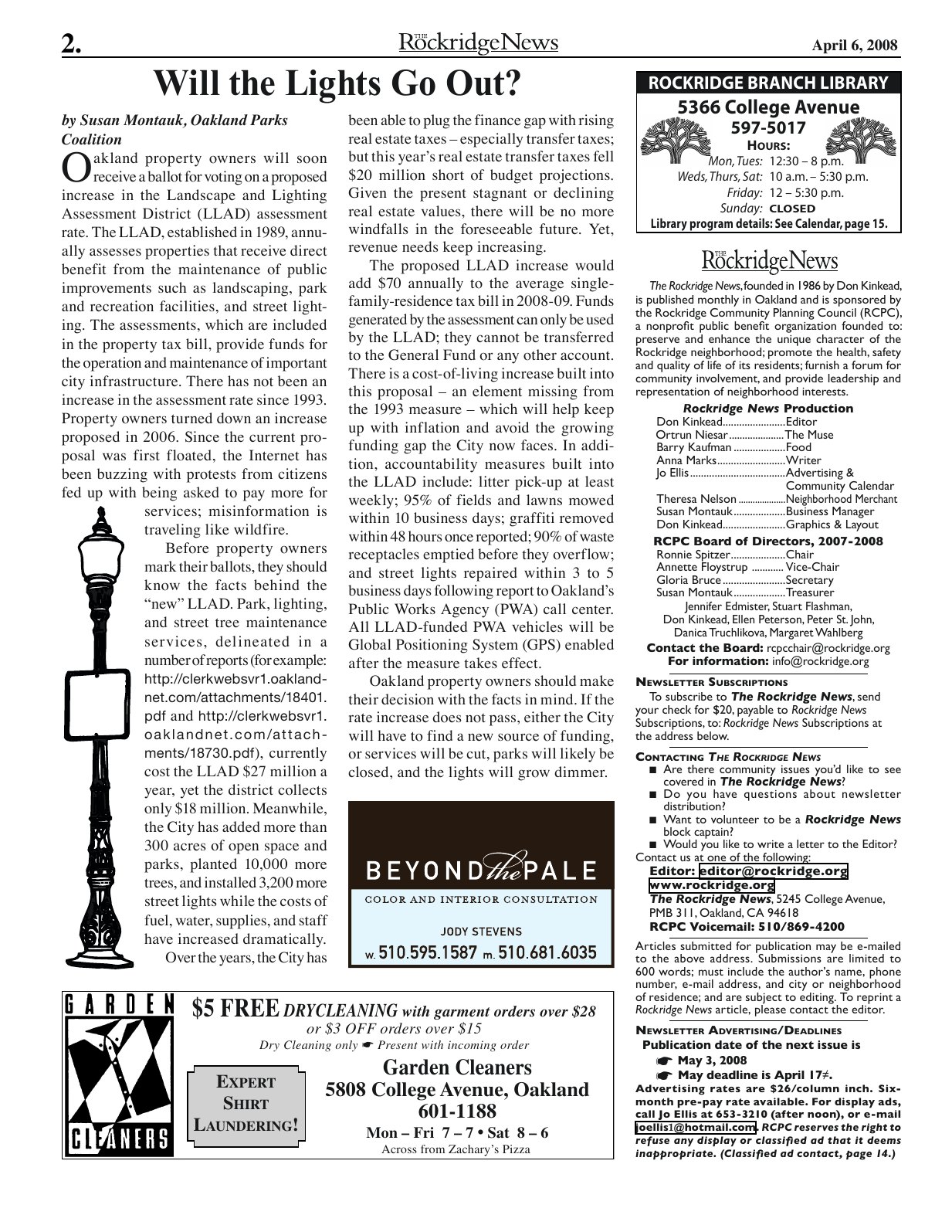 The Rockridge News, April 2008, page 2
