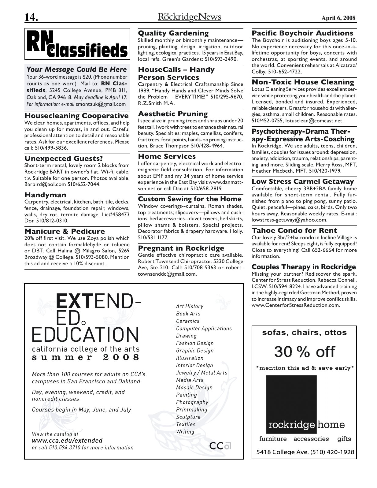 Click to zoom in The Rockridge News, April 2008, page 14