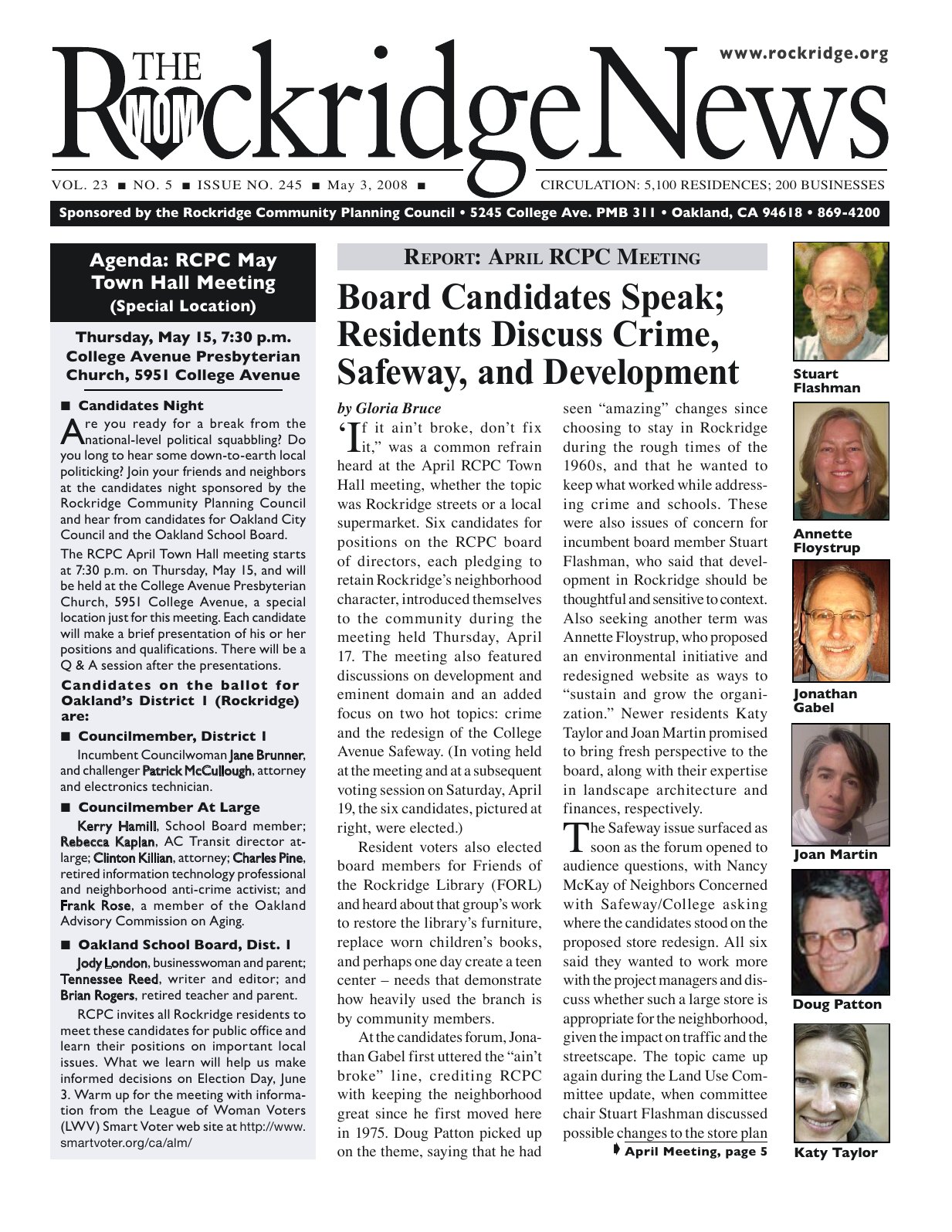 Click to zoom in The Rockridge News, May 2008, page 1