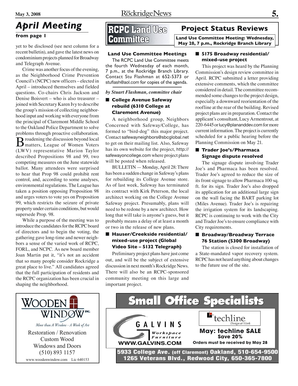 Click to zoom in The Rockridge News, May 2008, page 5