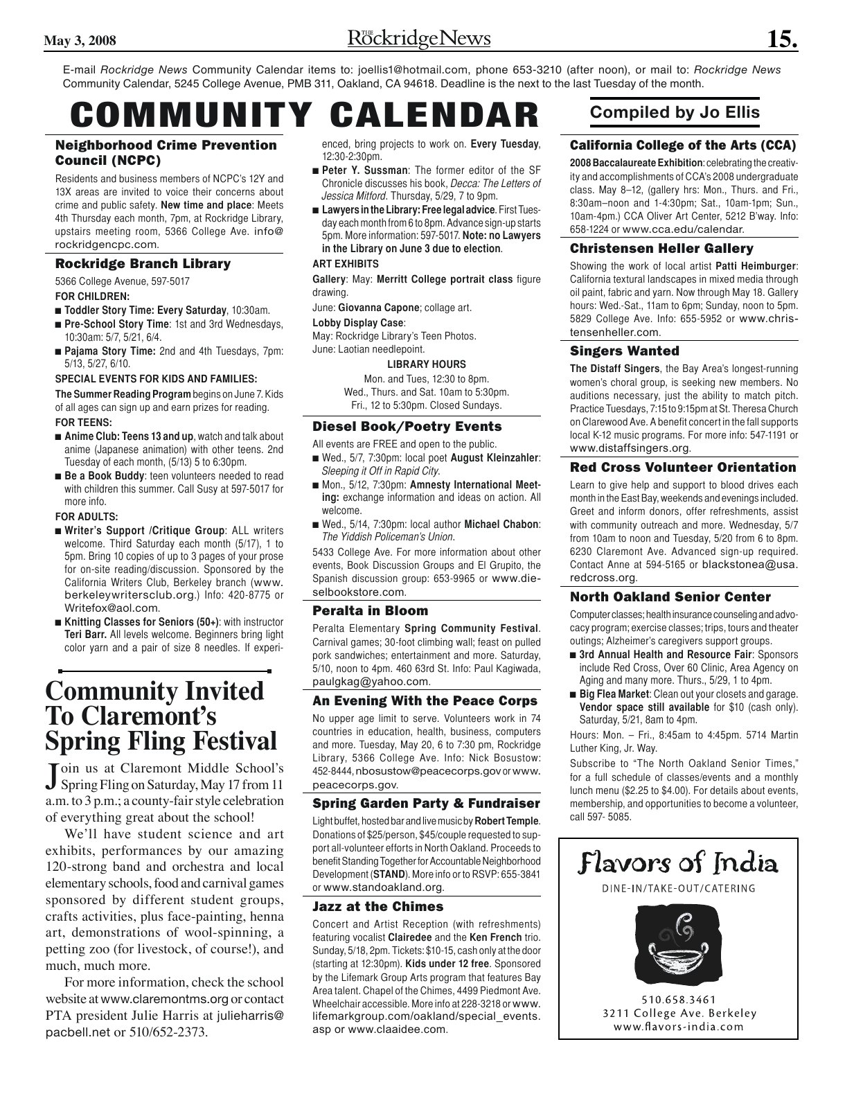 Click to zoom in The Rockridge News, May 2008, page 15