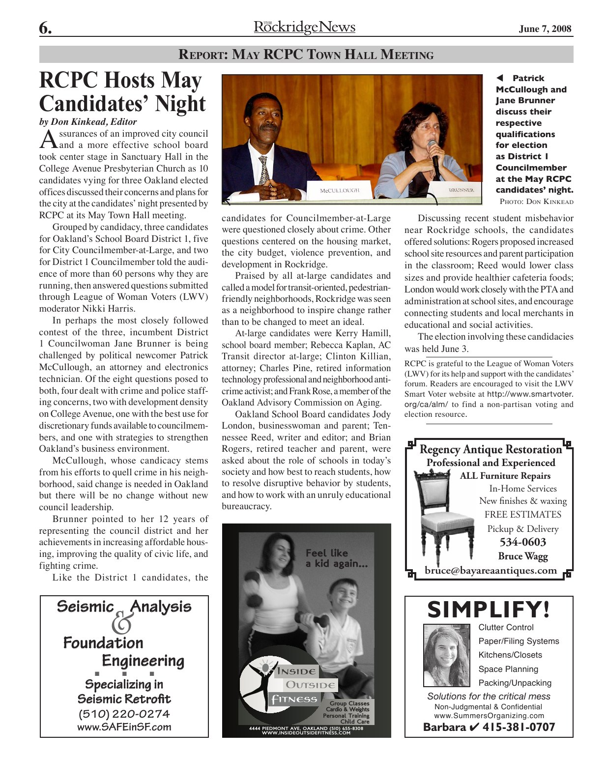 The Rockridge News, June 2008, page 6