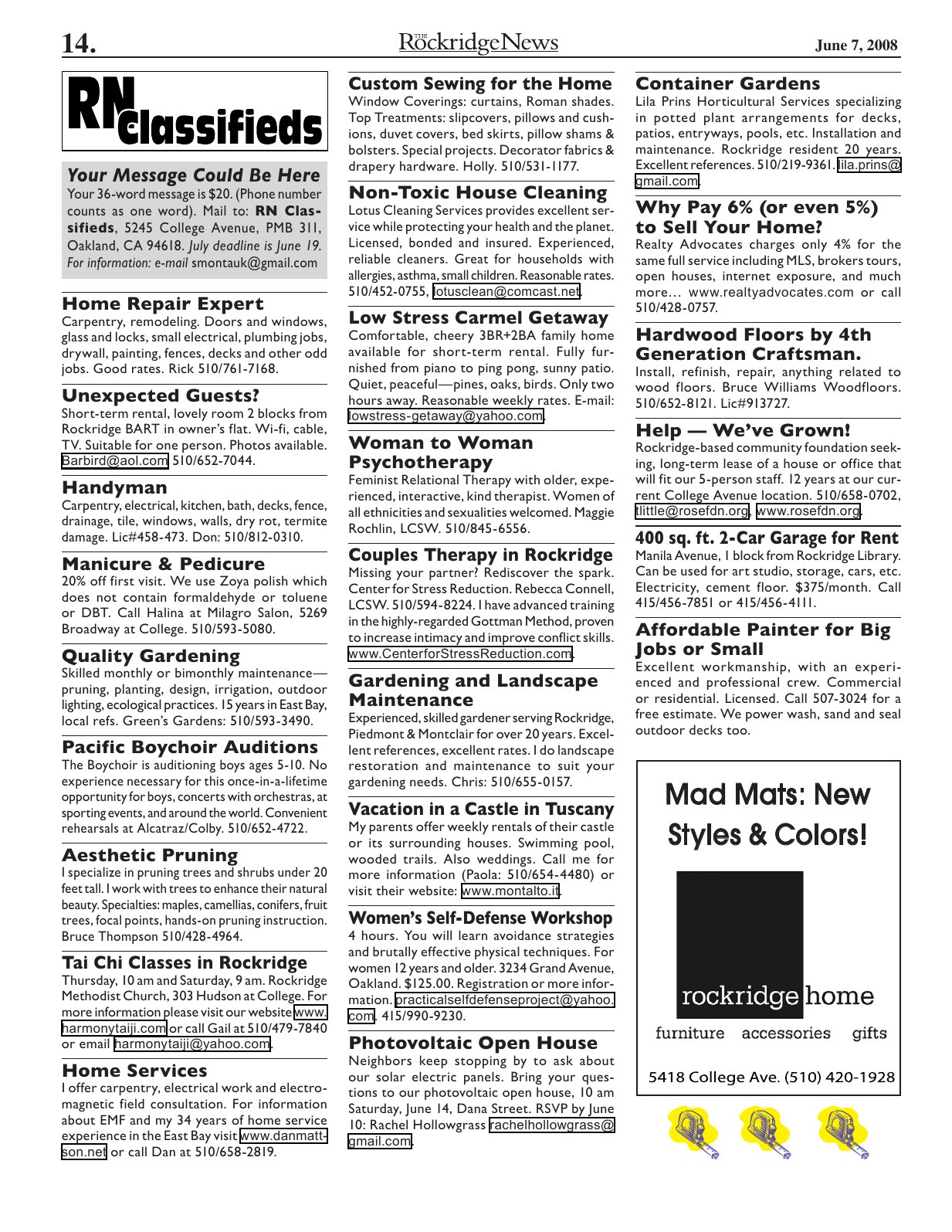 Click to zoom in The Rockridge News, June 2008, page 14