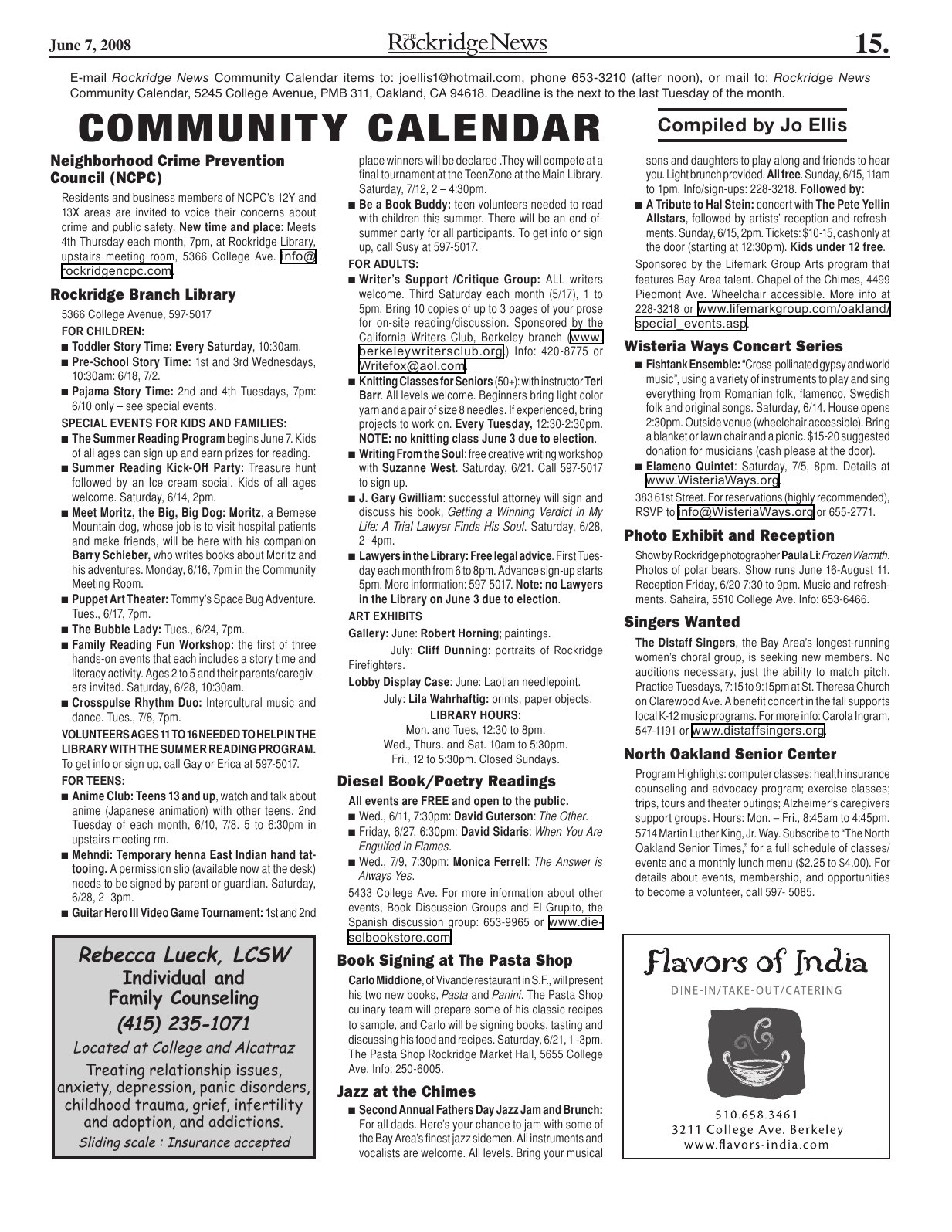 Click to zoom in The Rockridge News, June 2008, page 15