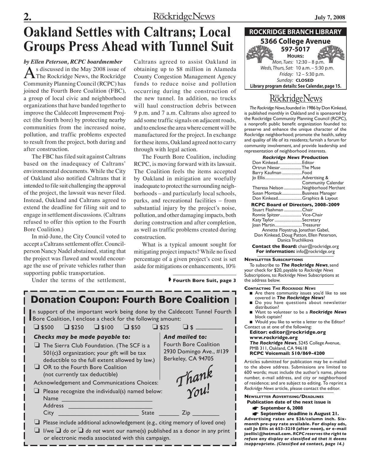 The Rockridge News, July 2008, page 2