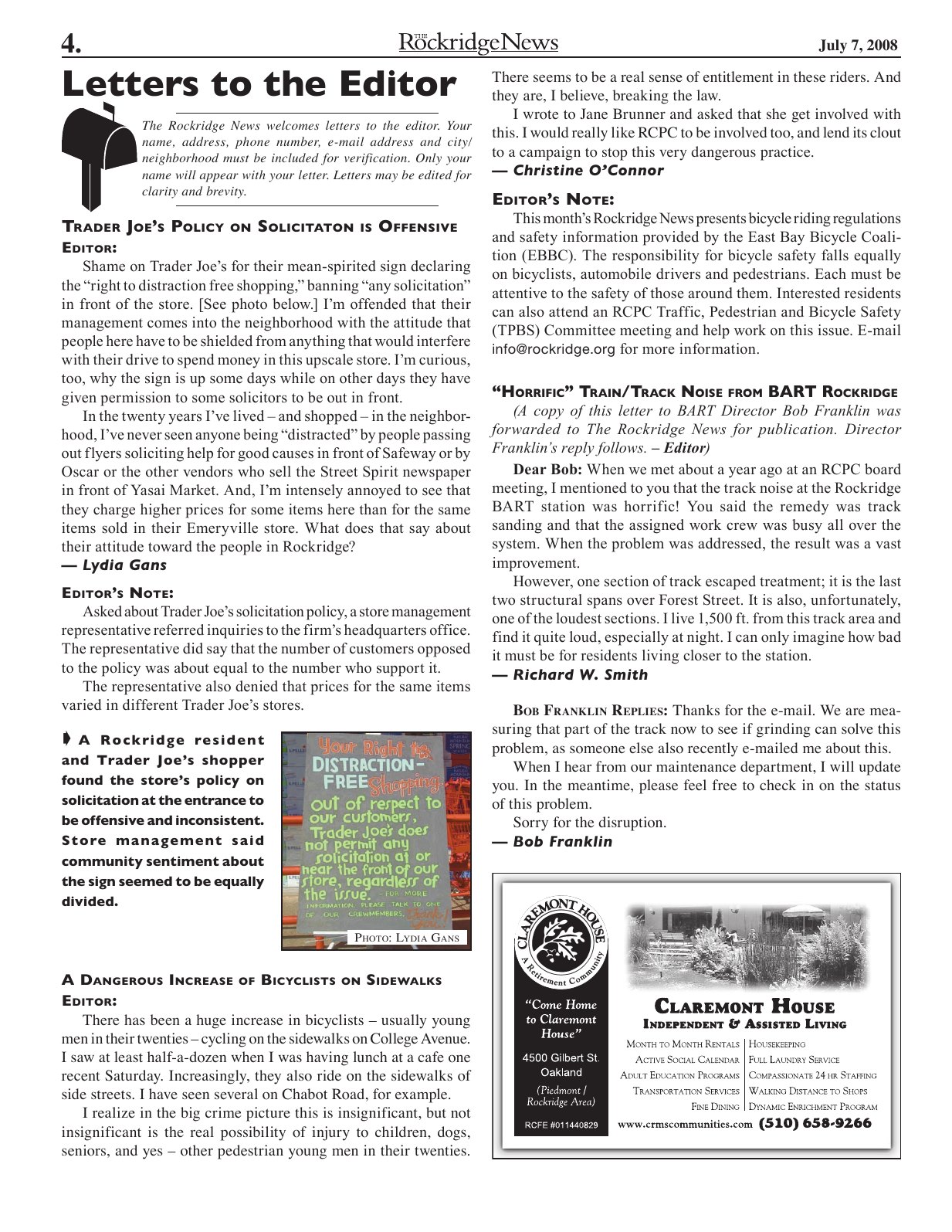 Click to zoom in The Rockridge News, July 2008, page 4
