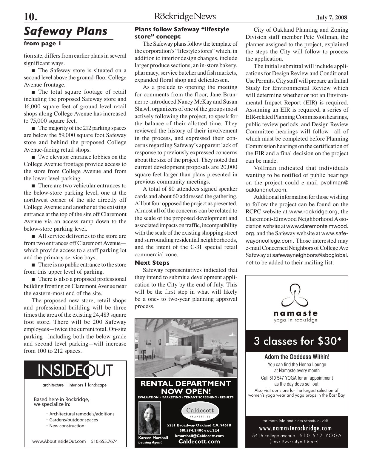 Click to zoom in The Rockridge News, July 2008, page 10