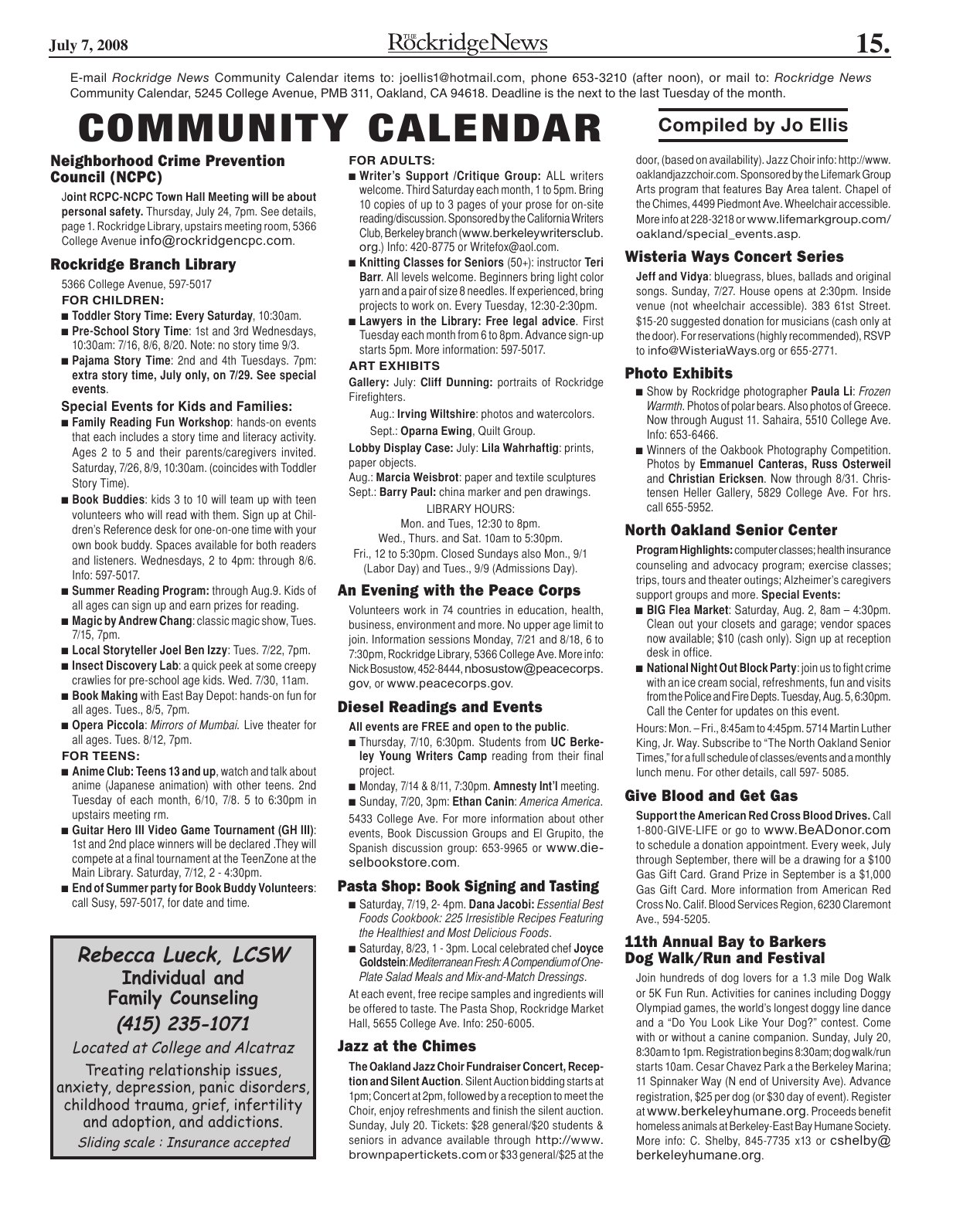 Click to zoom in The Rockridge News, July 2008, page 15