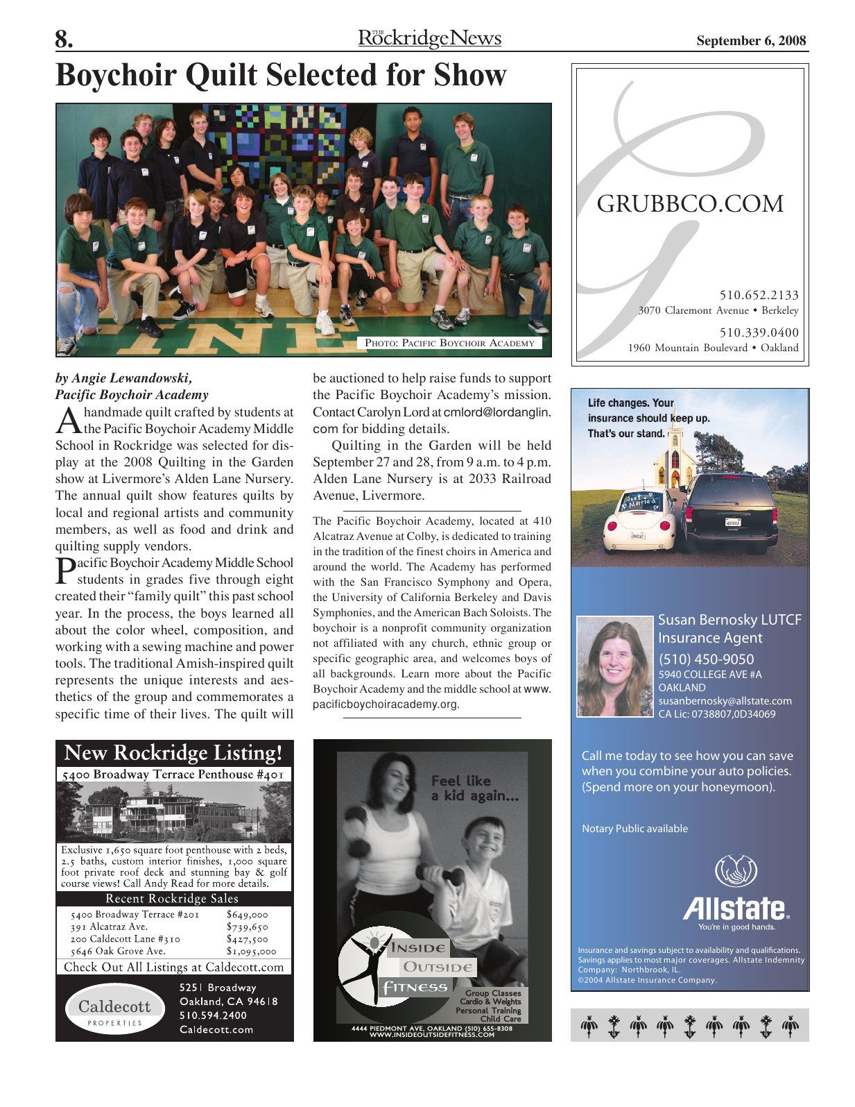Click to zoom in The Rockridge News, September 2008, page 8