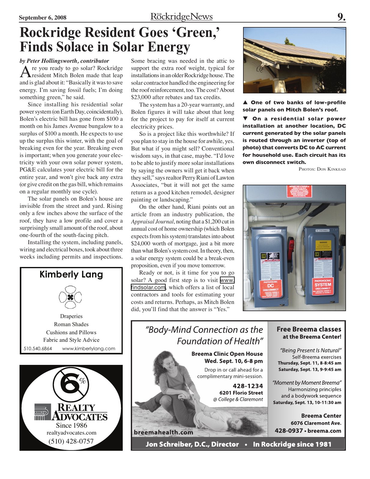 Click to zoom in The Rockridge News, September 2008, page 9