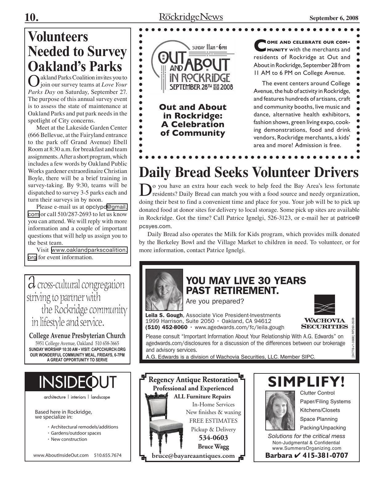 Click to zoom in The Rockridge News, September 2008, page 10