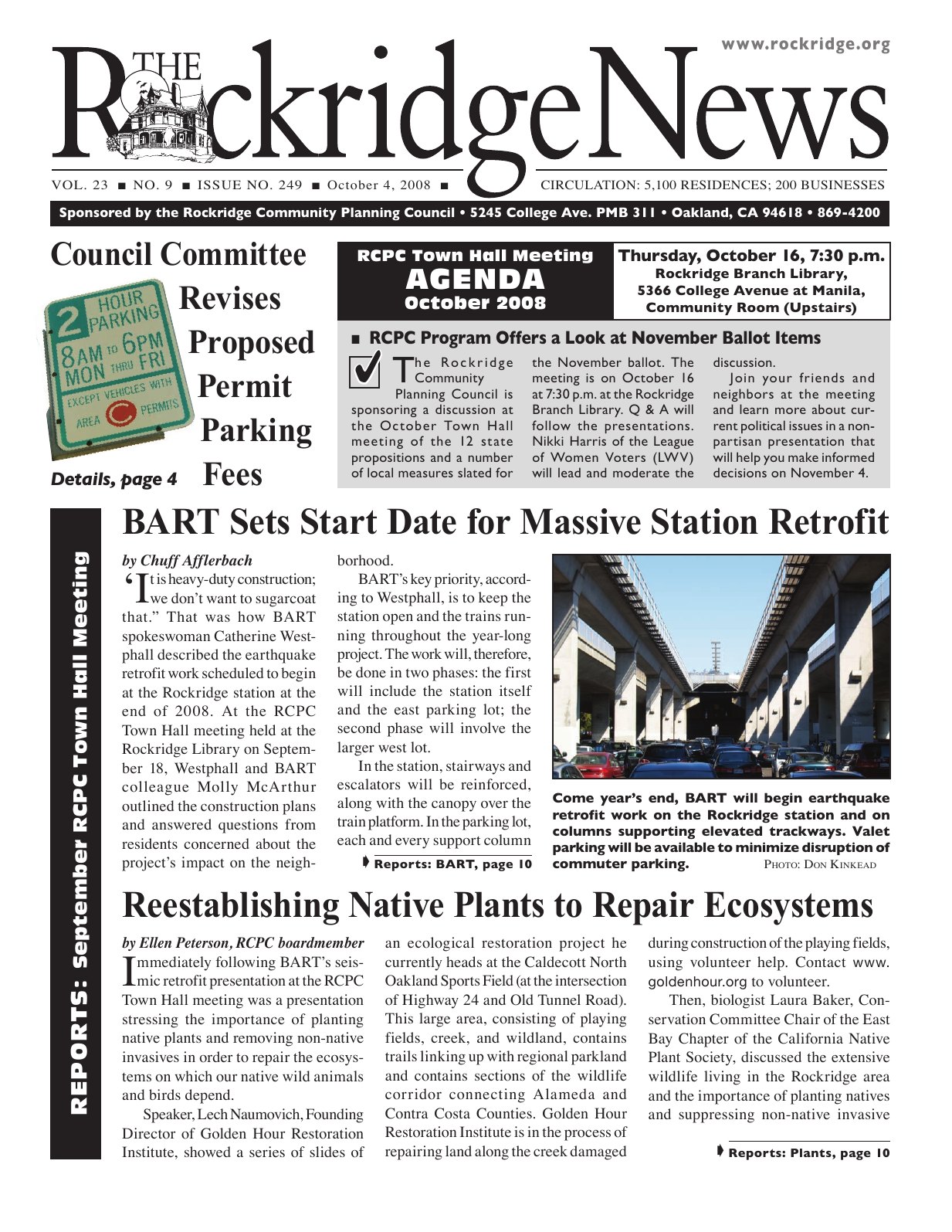 Click to zoom in The Rockridge News, October 2008, page 1