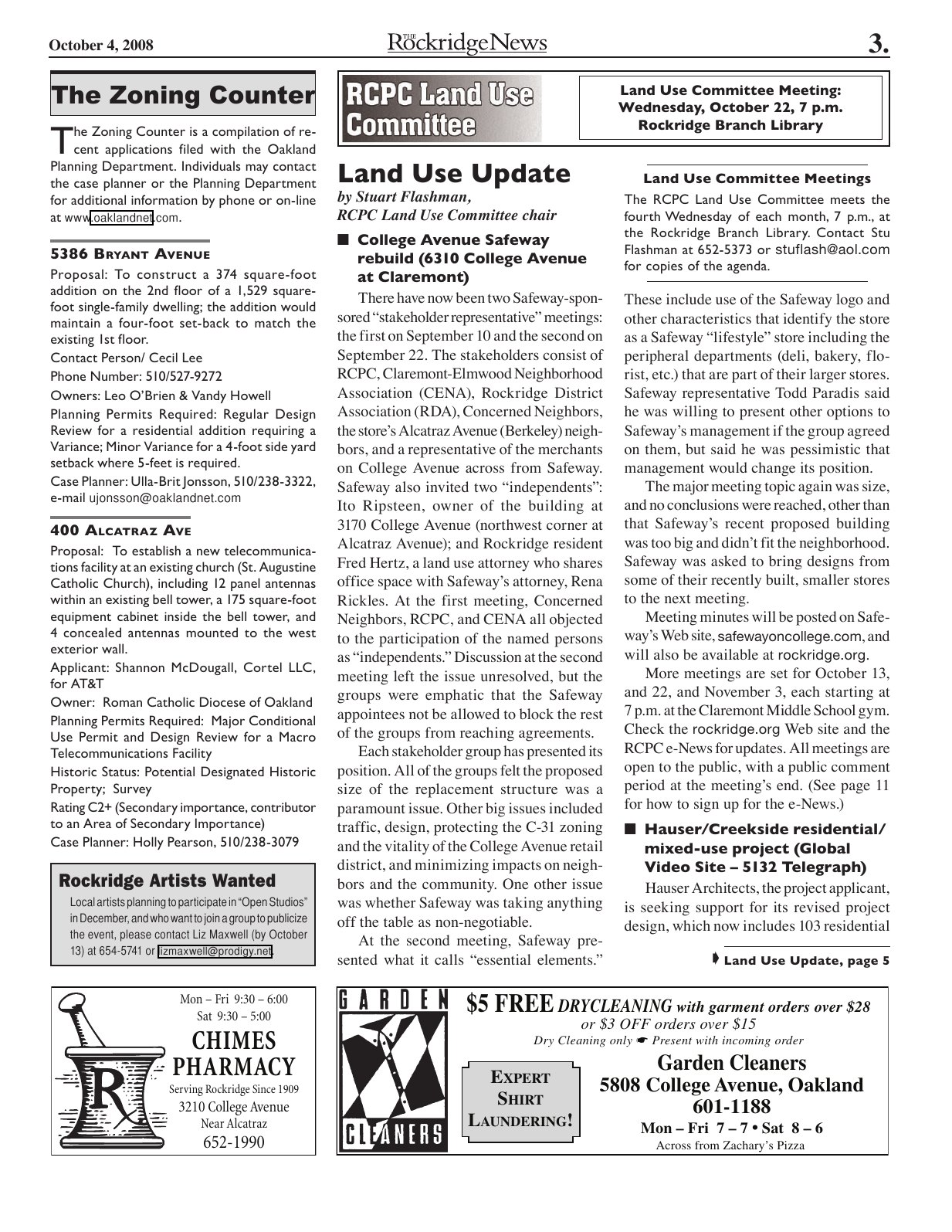 Click to zoom in The Rockridge News, October 2008, page 3